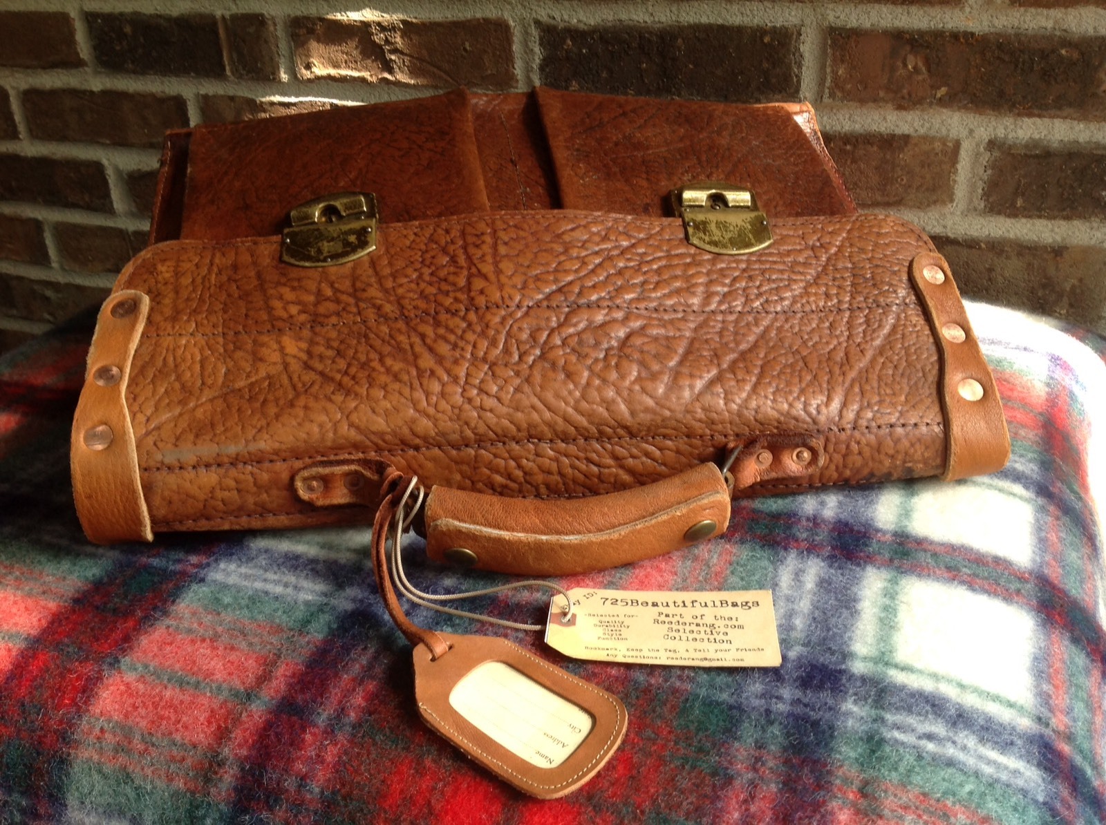 VINTAGE 1950’s GERMAN MADE COGNAC BASEBALL GLOVE LEATHER BRIEFCASE BAG R$1398