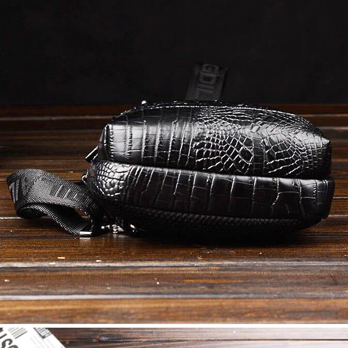 Men’s Leather Crocodile Pattern Sling Shoulder Bag Crossbody Bags Clutch Wallet