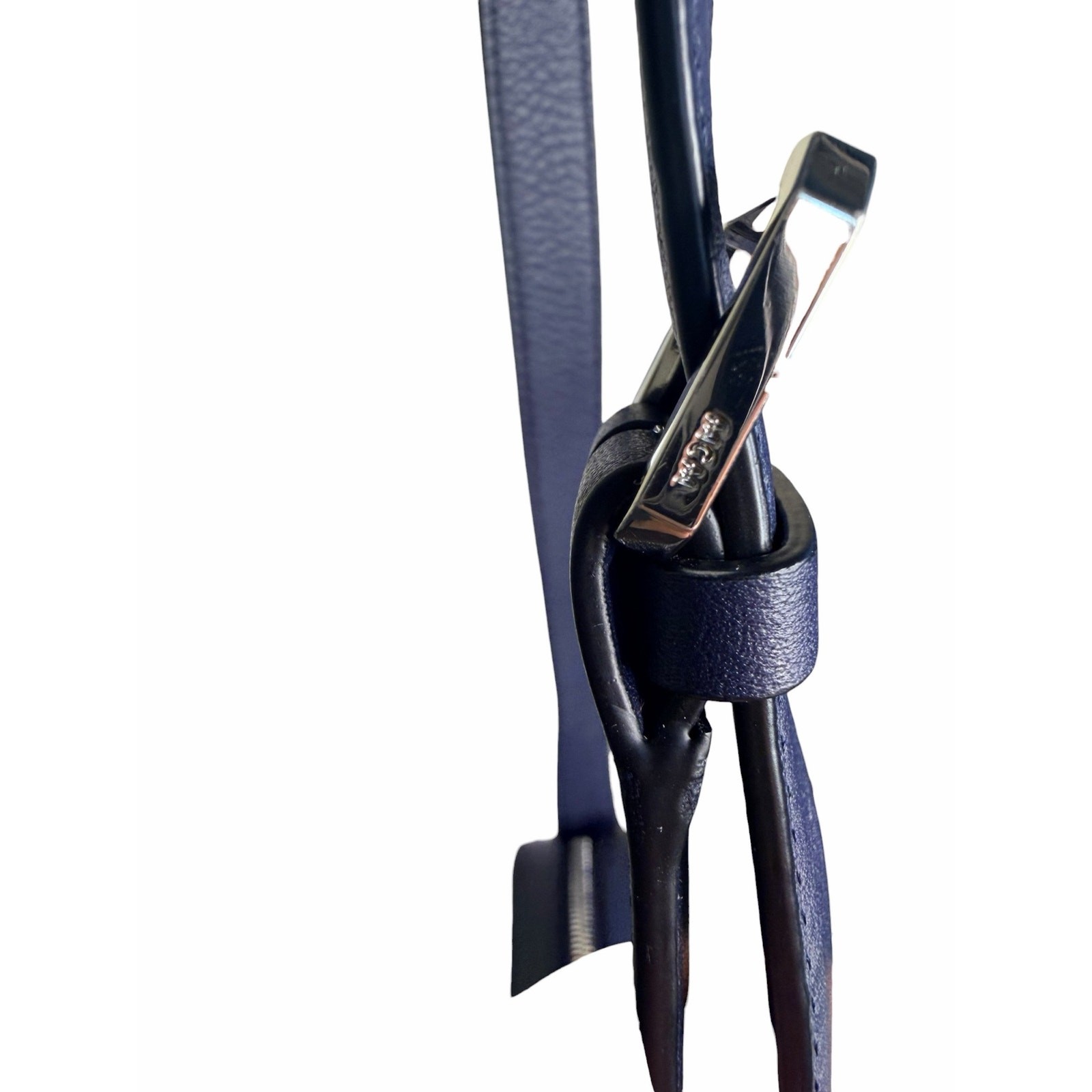 MCM NWT Klassik Monogram Embossed Leather Crossbody Bag in Navy Blue