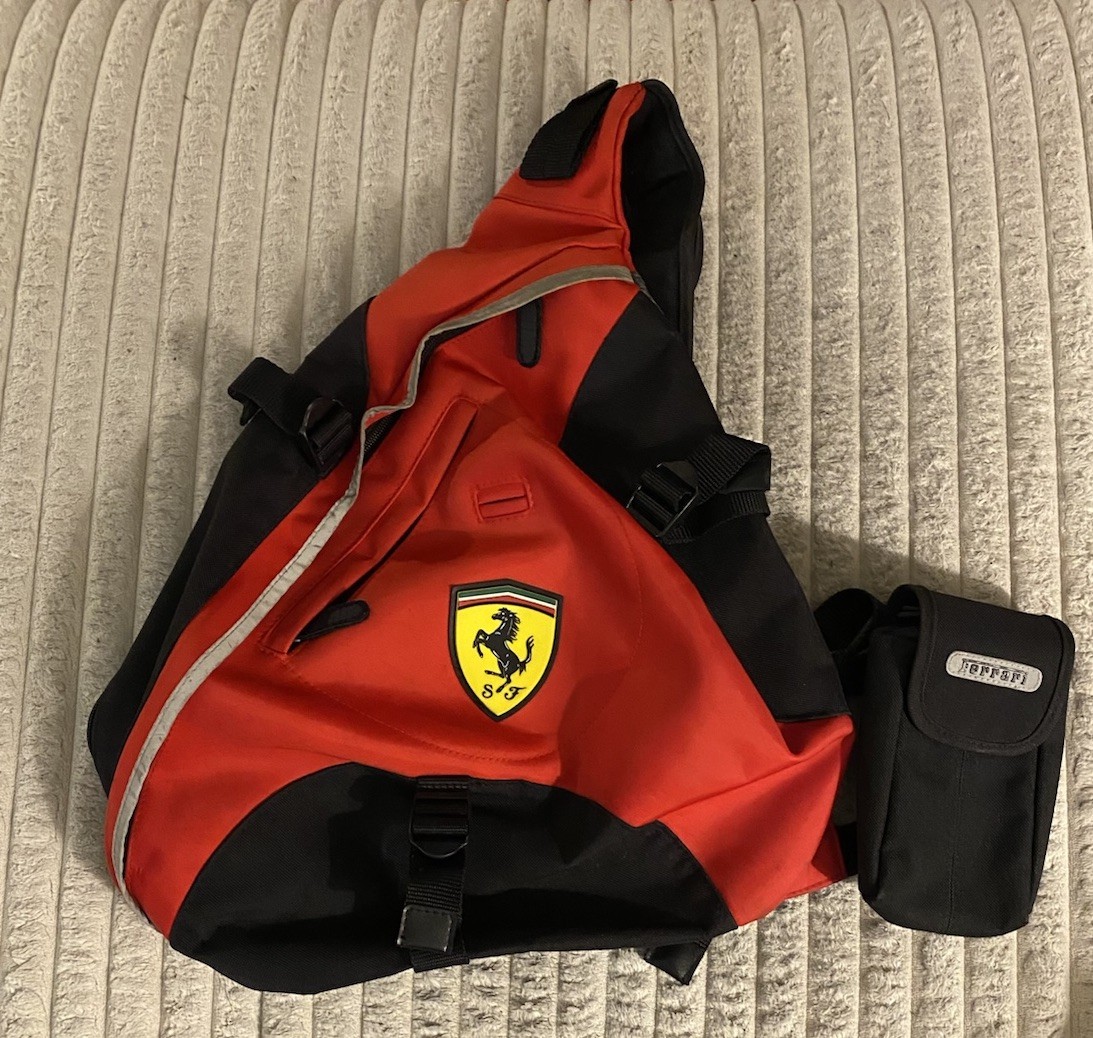 Vintage Scuderia Ferrari Triangular Single-shoulder Sling Bag With Accessory Bag