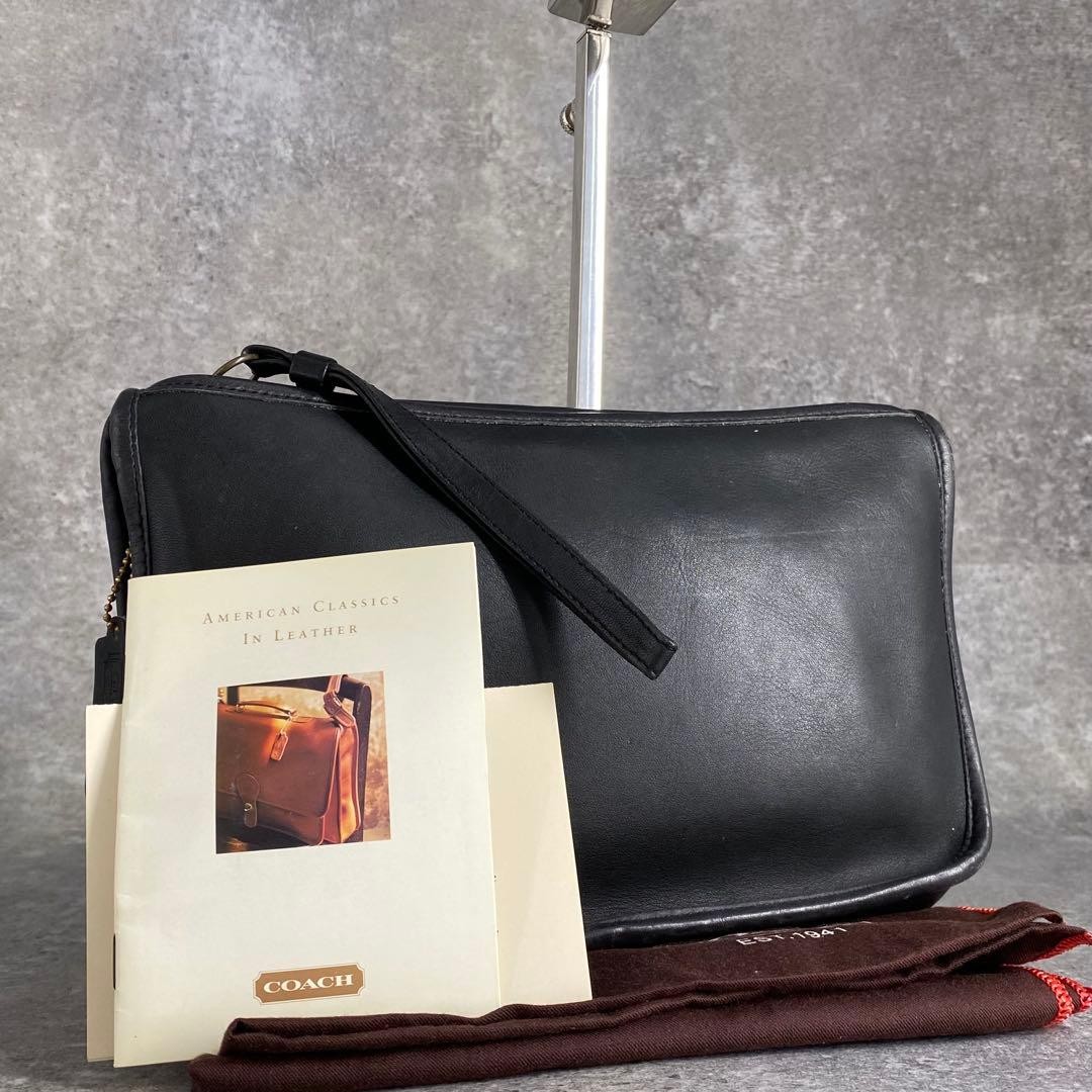 Coach Vintage Black Leather Clutch Bag Men’s Size 18cm x 28cm