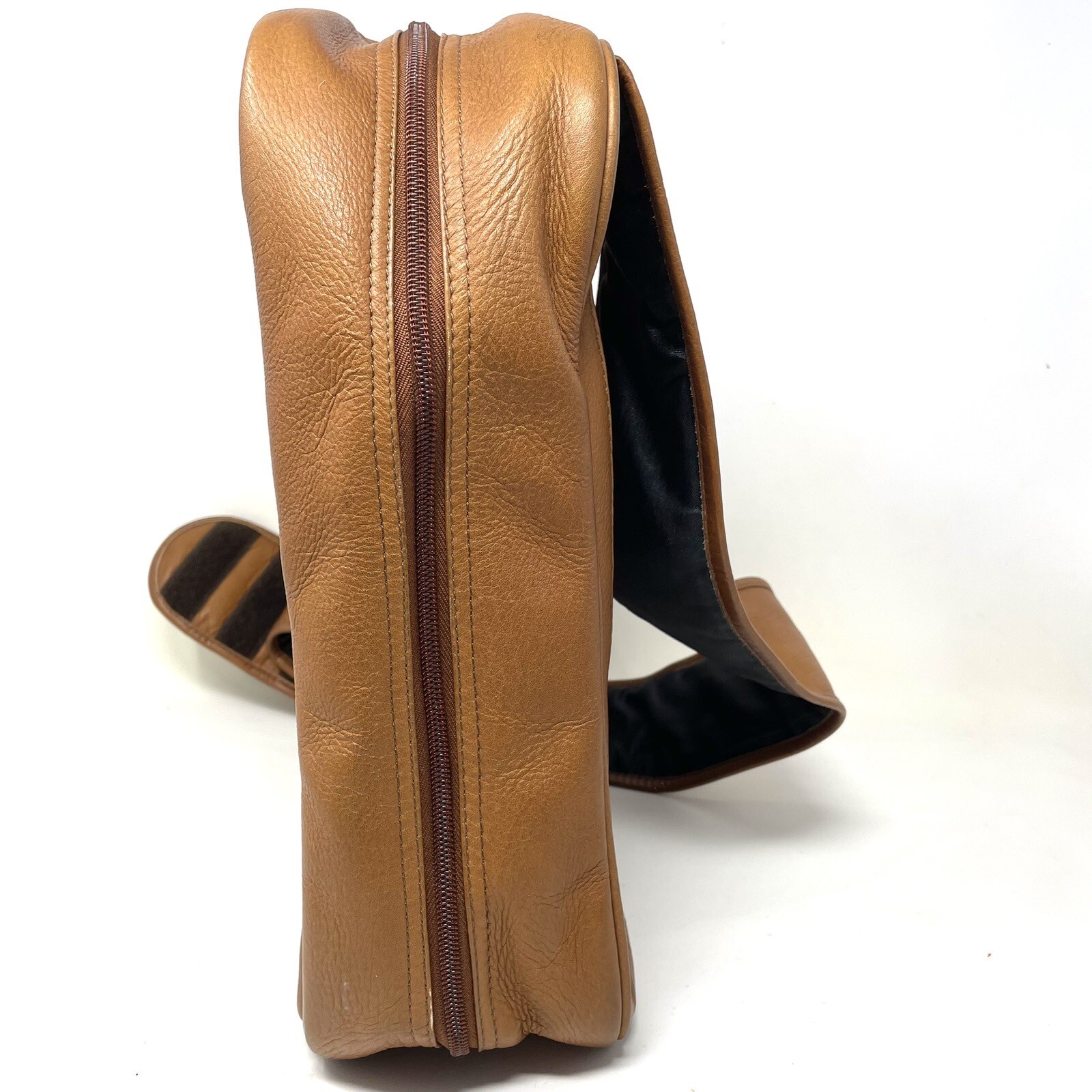 Le Donne Adjustable Leather Work Bag Messenger Backpack Laptop Brown Caramel