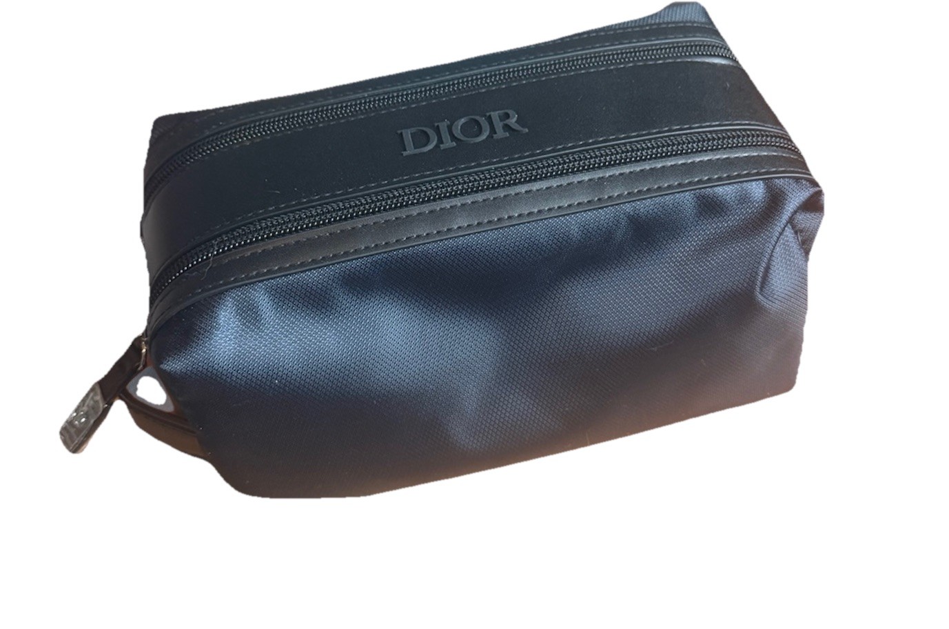 DIOR Double Compartment DOPP Toiletry Bag Travel BLACK NAVY BLUE. New, NO BOX.