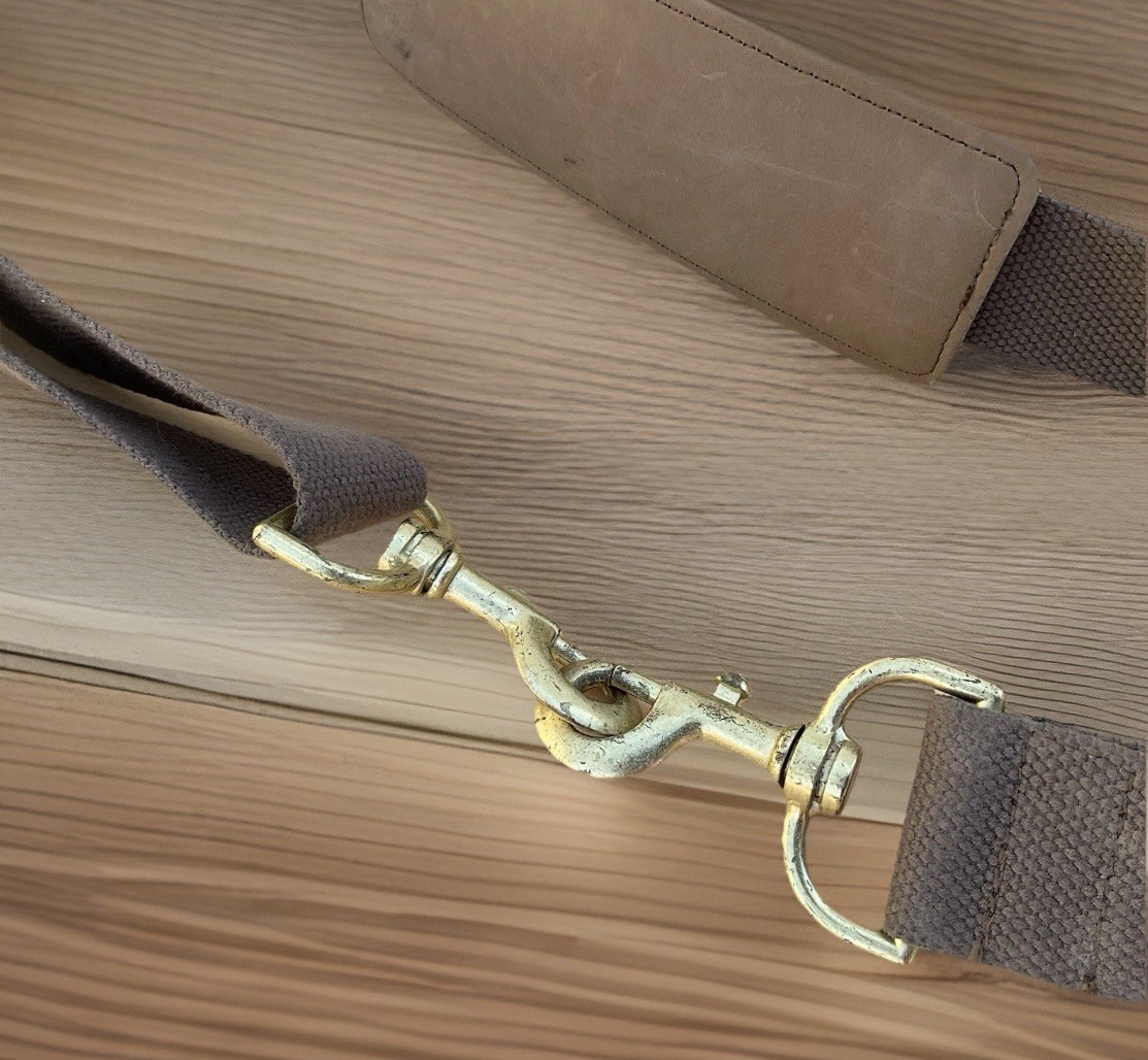 PROTOCOL Brown Leather / Canvas Padded Shoulder Pad Adjustable Bag Strap 39X52