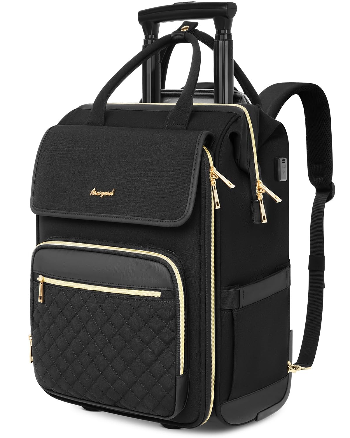 Rolling Backpack for Women, Travel Rolling Laptop Backpack with Wheels, Verti…
