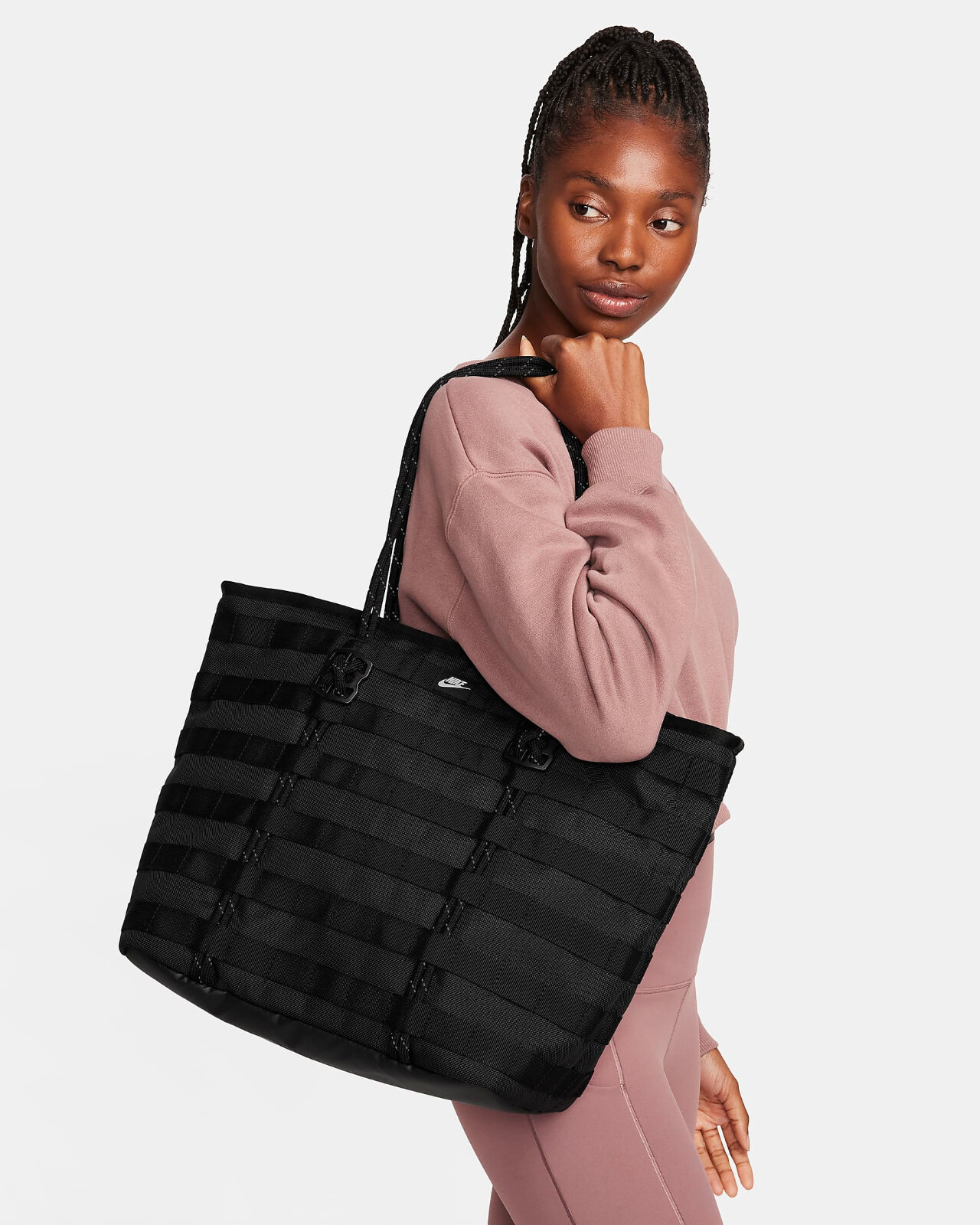 Nike Sportswear RPM Tote (26L) Black White Cord Zipper Bag Travel FJ0439 010 NEW