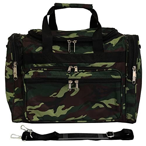 Duffle Bag 16x9x11 Green Camo 600D Polyester Adjustable Shoulder Strap