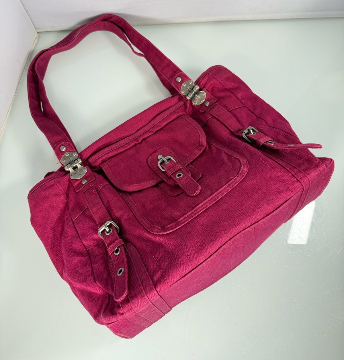 Vintage Oakley Tactical Canvas Ruby Red Maroon Purse Gym Tote Handbag Travel Bag