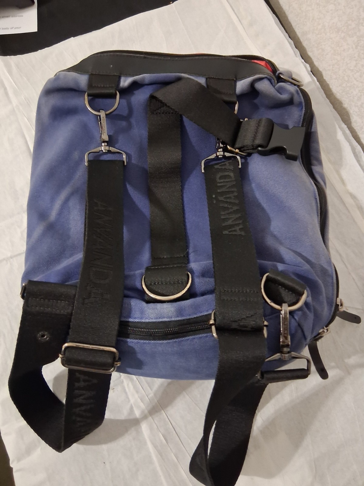 For Everyday Use ANVANDA Stockholm Blue Canvas Backpack Shoulder Bag Padded