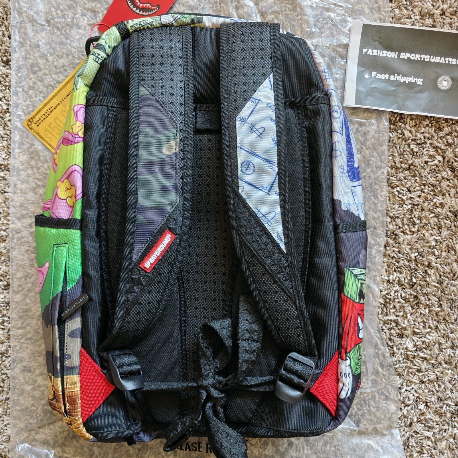 💥💥Sprayground Pure Gold Money Backpack New Black Bookbag Large School Bag