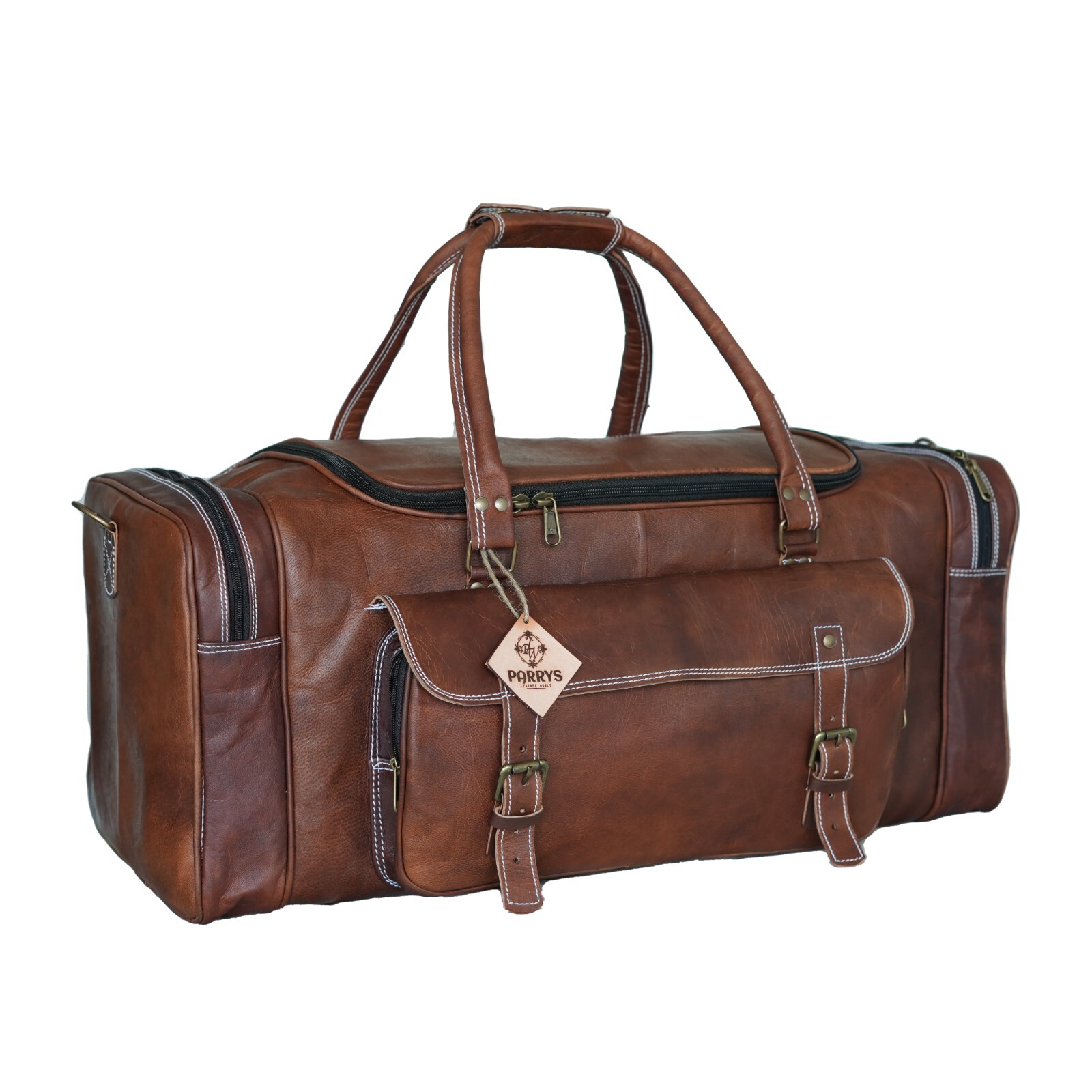 Mens Vintage Genuine Leather Duffle Bag Overnight Weekender Retro Luggage Unisex