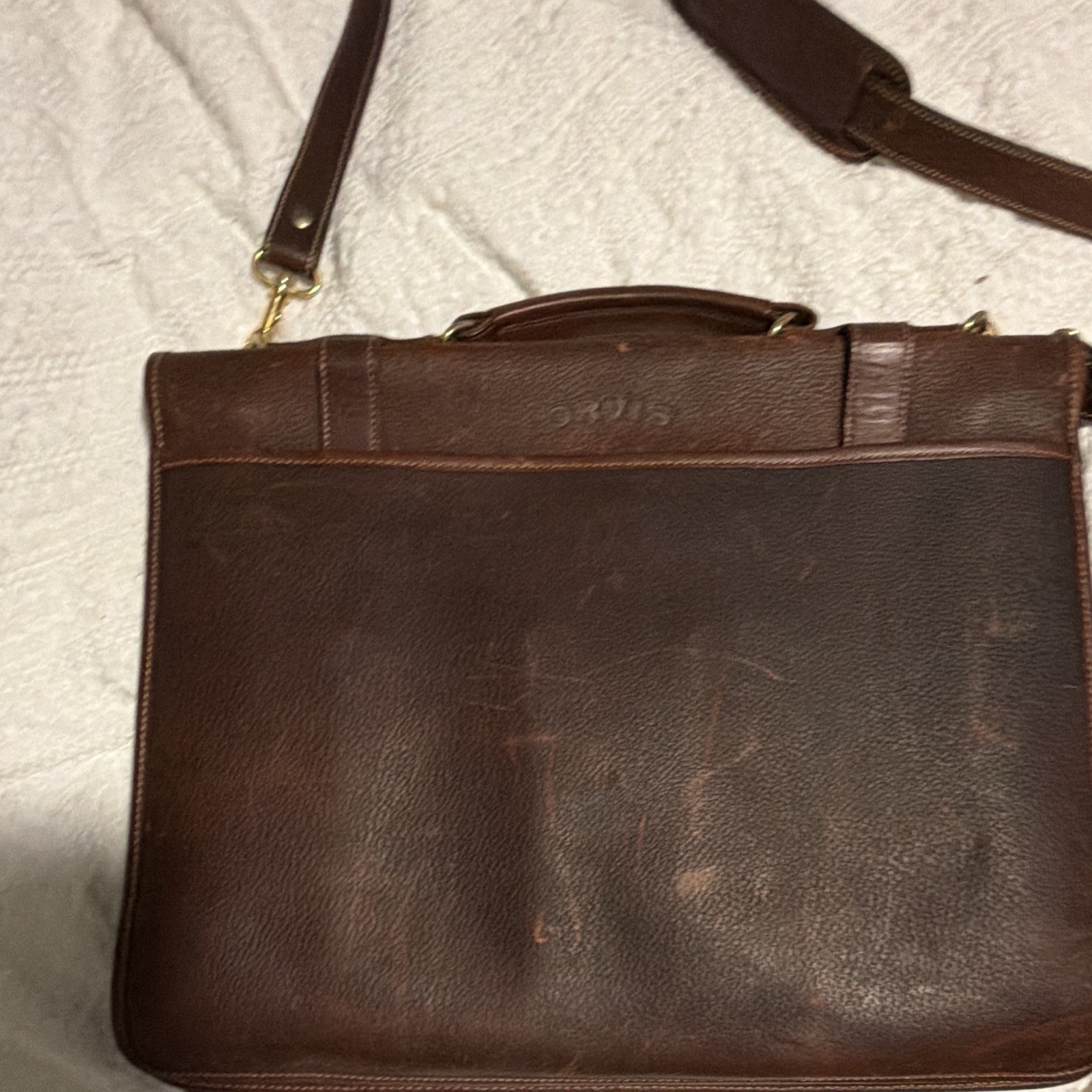 Orvis Brown Men’s Briefcase/Document Case Buckle Closure Crossbody Pockets