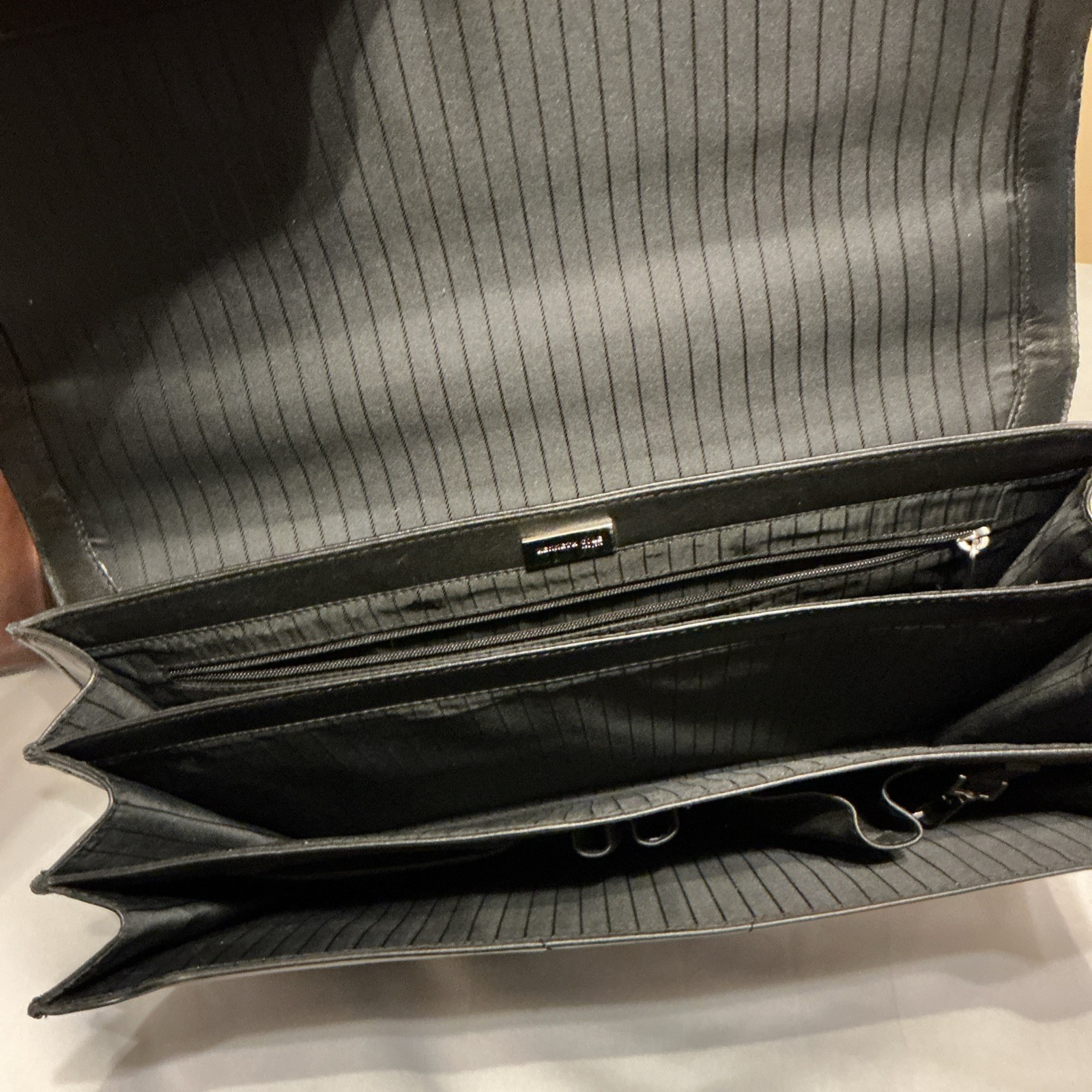 Kenneth Cole Black Briefcase for Men Lock Closure Chocolate Brown Leather