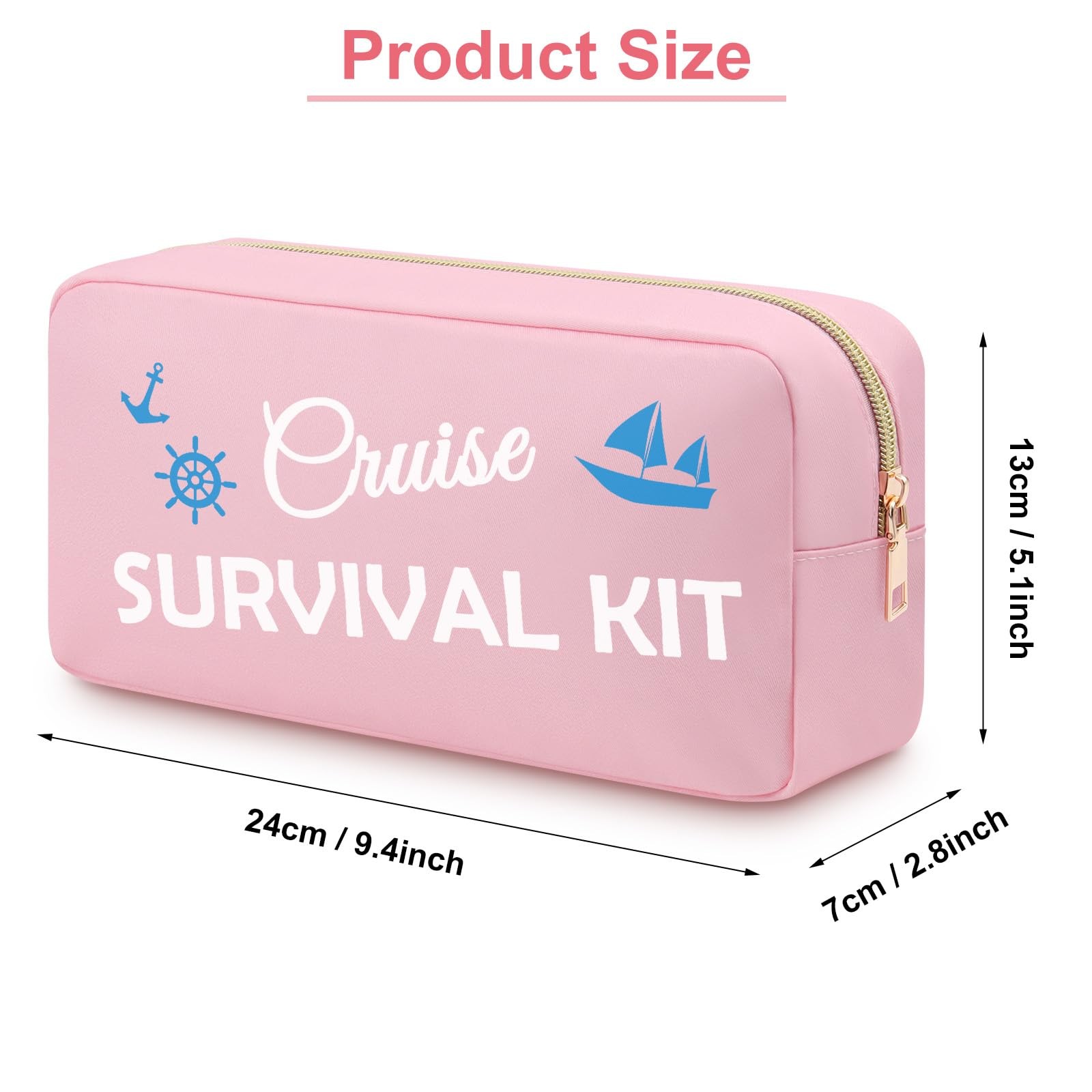 Heigebi Cruise Gifts for Women 9.4 x 5.1 x2.75 Inch, CRUISE SURVIVAL KIT