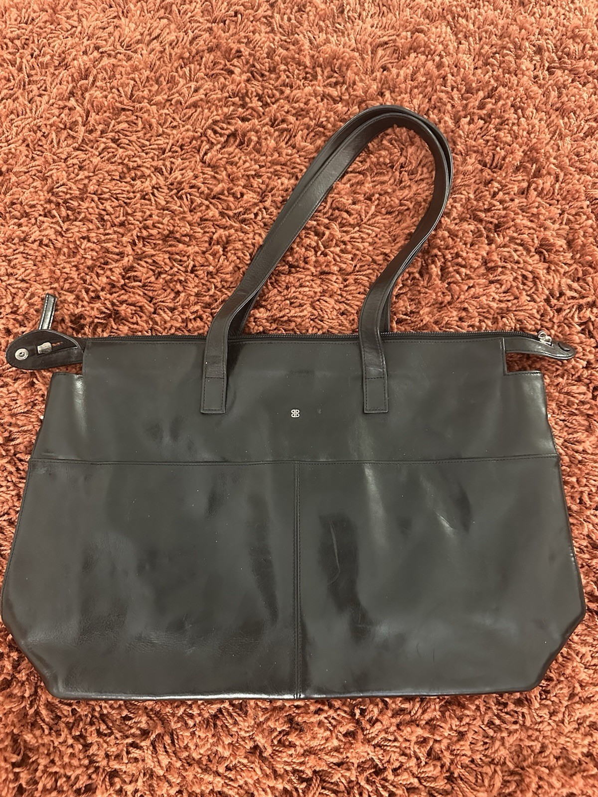 Bosca Black Genuine Italian Leather Top Handle Briefcase Doctor Bag