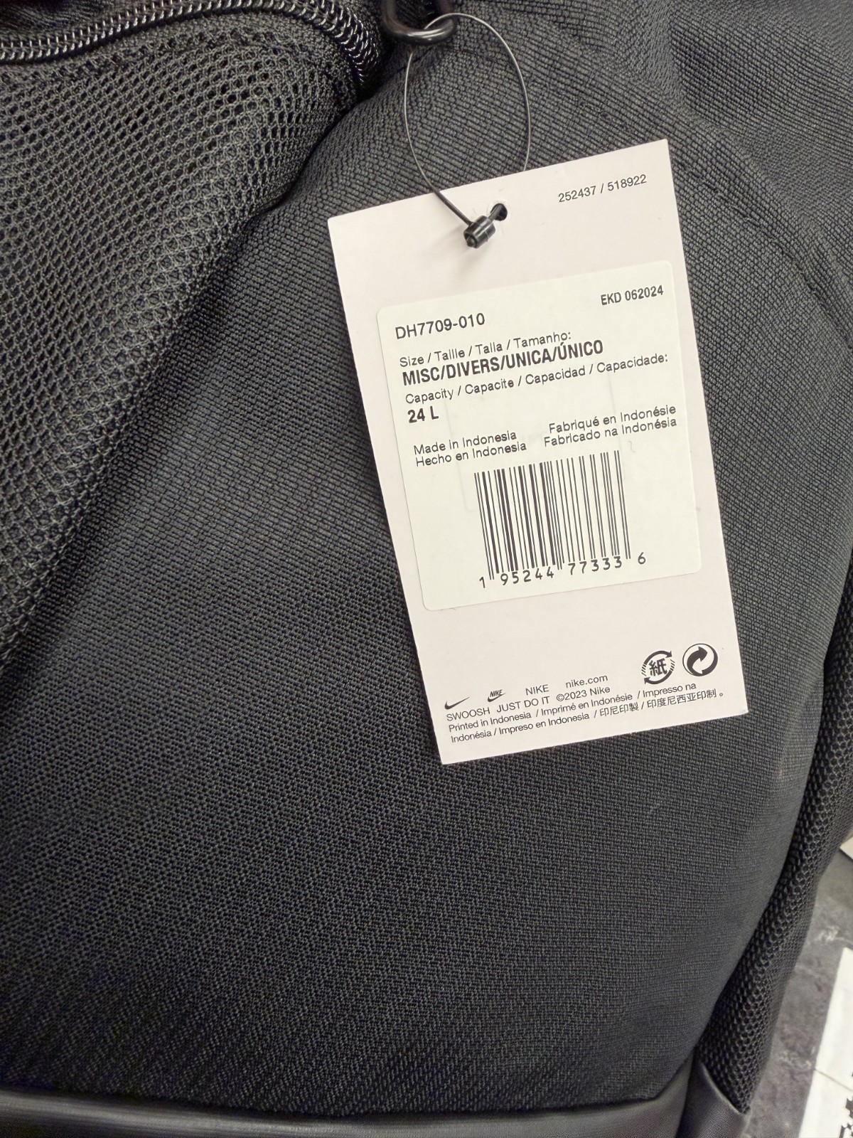 NIKE MISC/ DIVERS BLACK BAGPACK FOR UNISEX ADULTS SIZE-24L