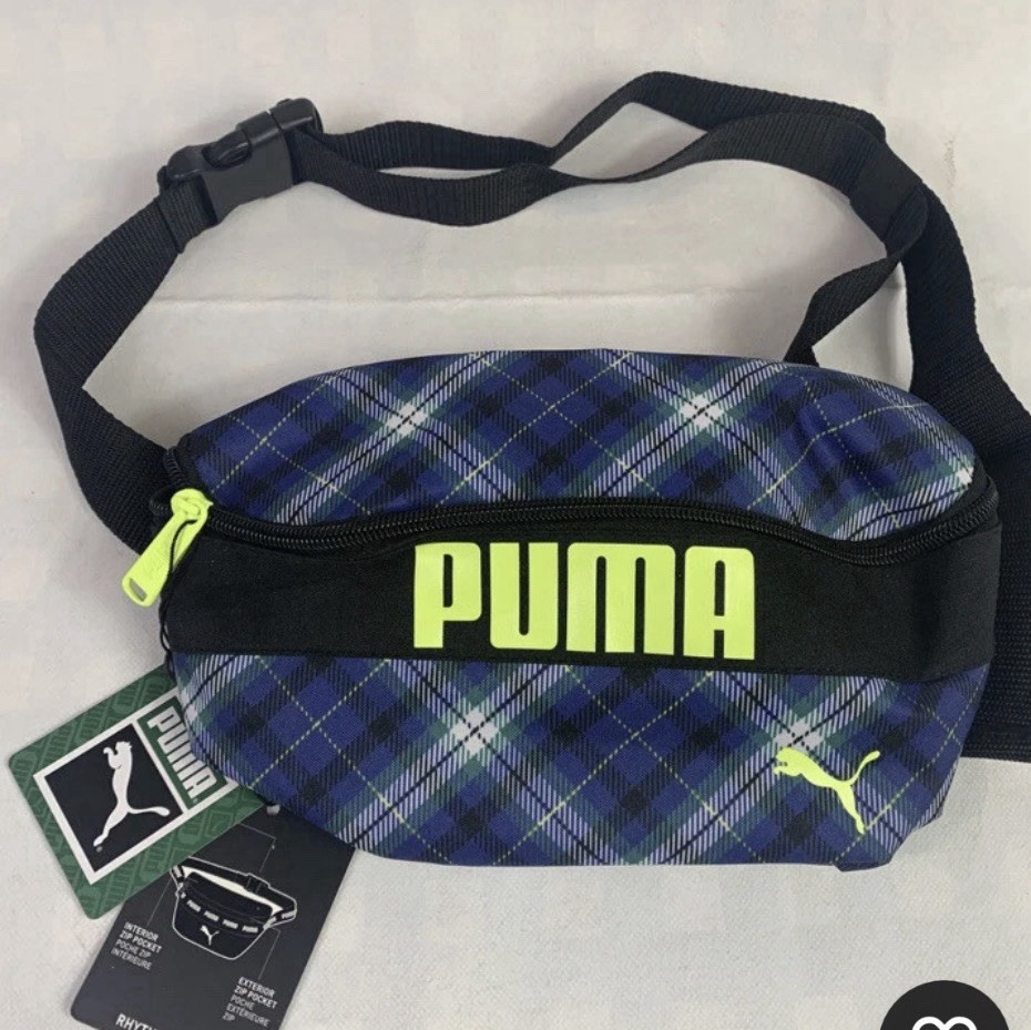 Puma Rythmn Hip Sack Fanny Pack Plaid Black Navy White New Hip Bag Unisex OS NEW