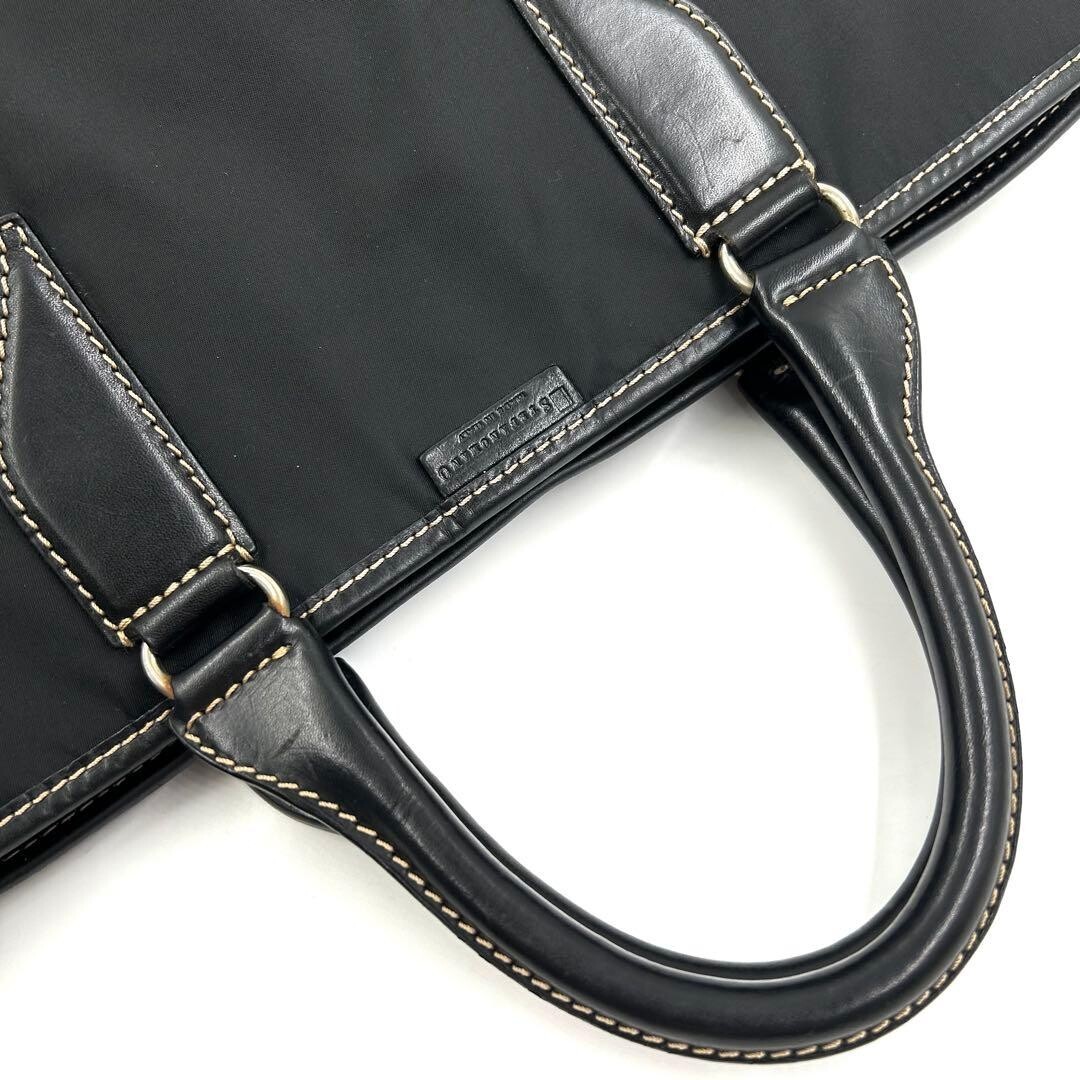 Stefanomano 883 Black Nylon Leather 2Way Business Bag A4 Shoulder Tote 45cm