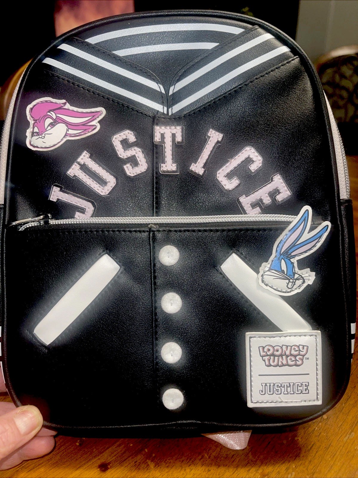 Justice Looney Tunes Book bag Purse Pink Black Bugs Bunny New Christmas NWT