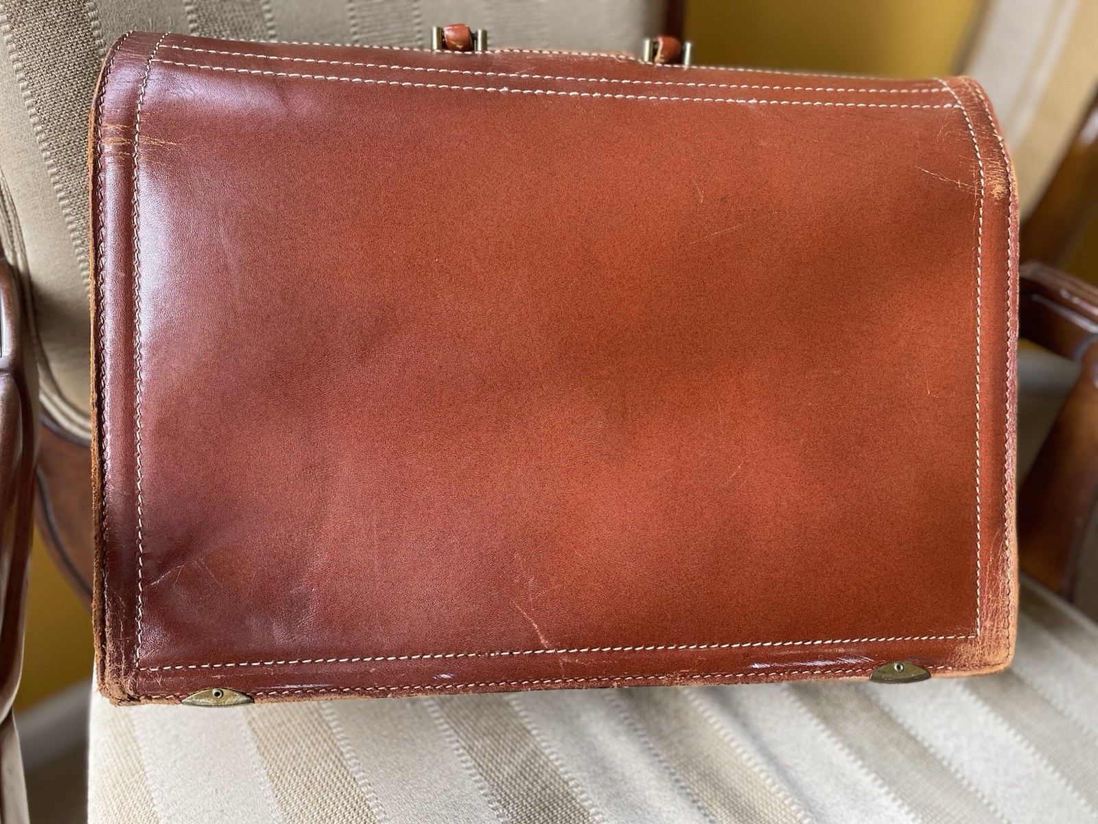 Rexbilt Briefpak Vintage Brown Top Grain Cowhide Leather Briefcase Men AS-IS