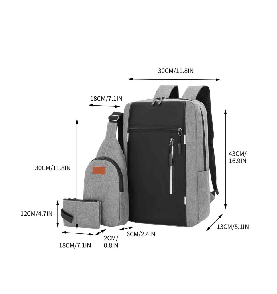 3-in-1 Waterproof Oxford Laptop Backpack – High-Quality Casual School & Computer