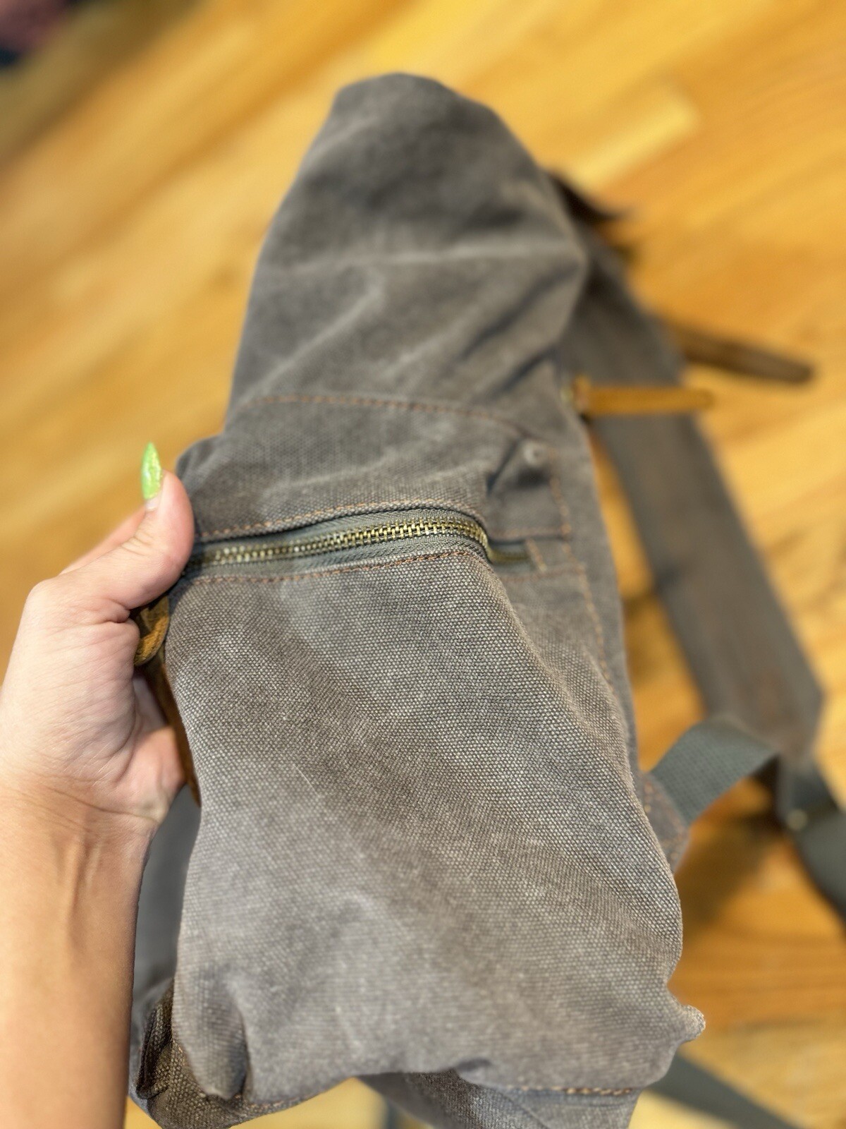 Augur Strauss Canvas Backpack Grey And Green