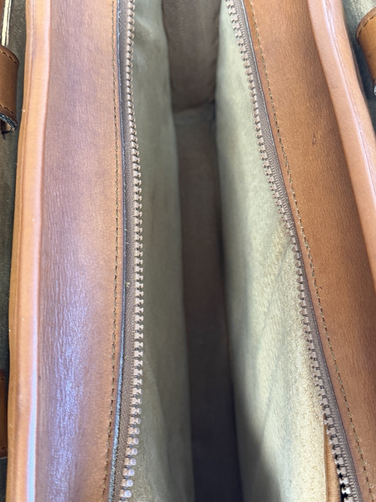 Vintage Jack Georges Brown Leather Messenger Briefcase Double Handle 16.5” Wide