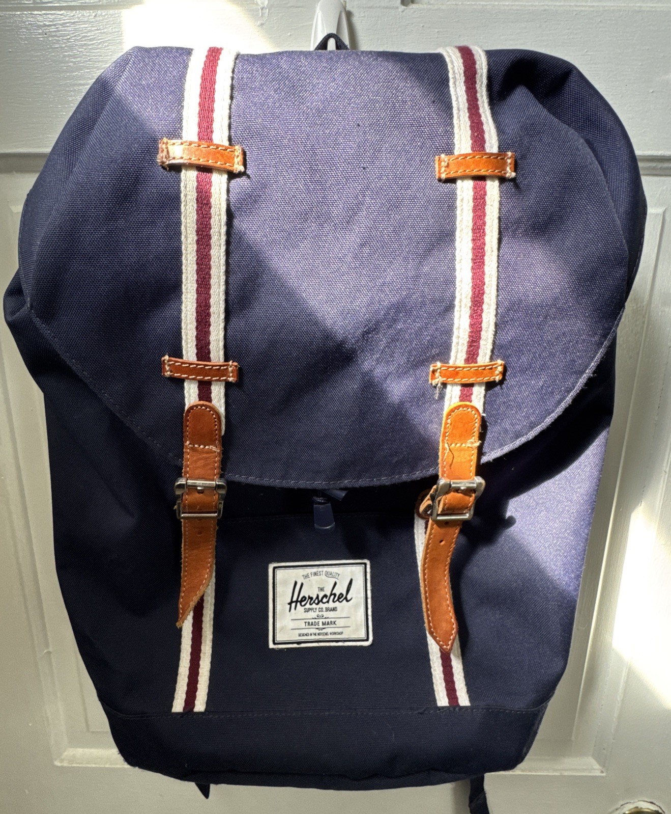 Herschel Retreat Backpack With Drawstring Duffle Laptop Bag Navy Adjustable