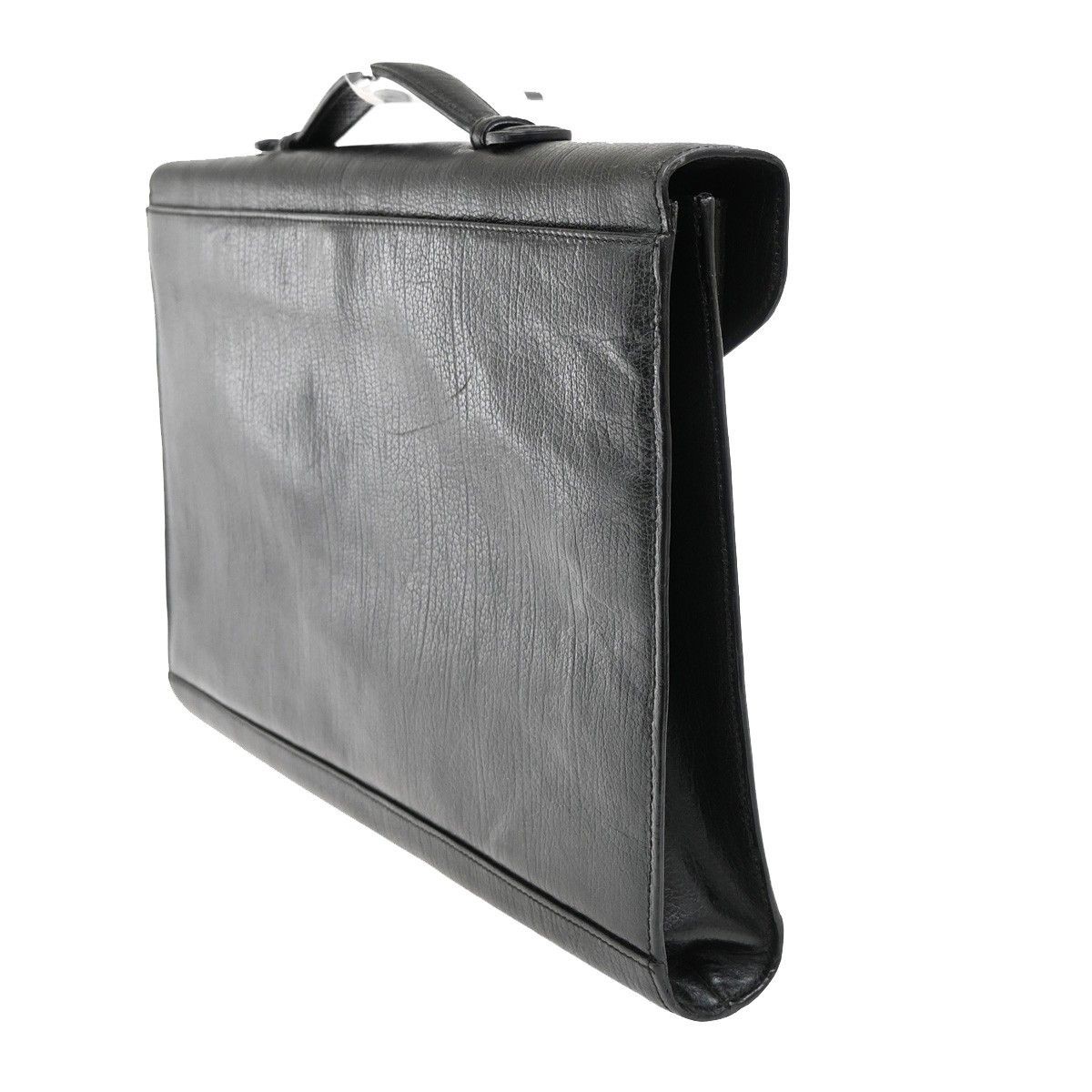 BALLY Business Bag Handbag Black Leather Classic Elegant Vintage 27x40x4cm