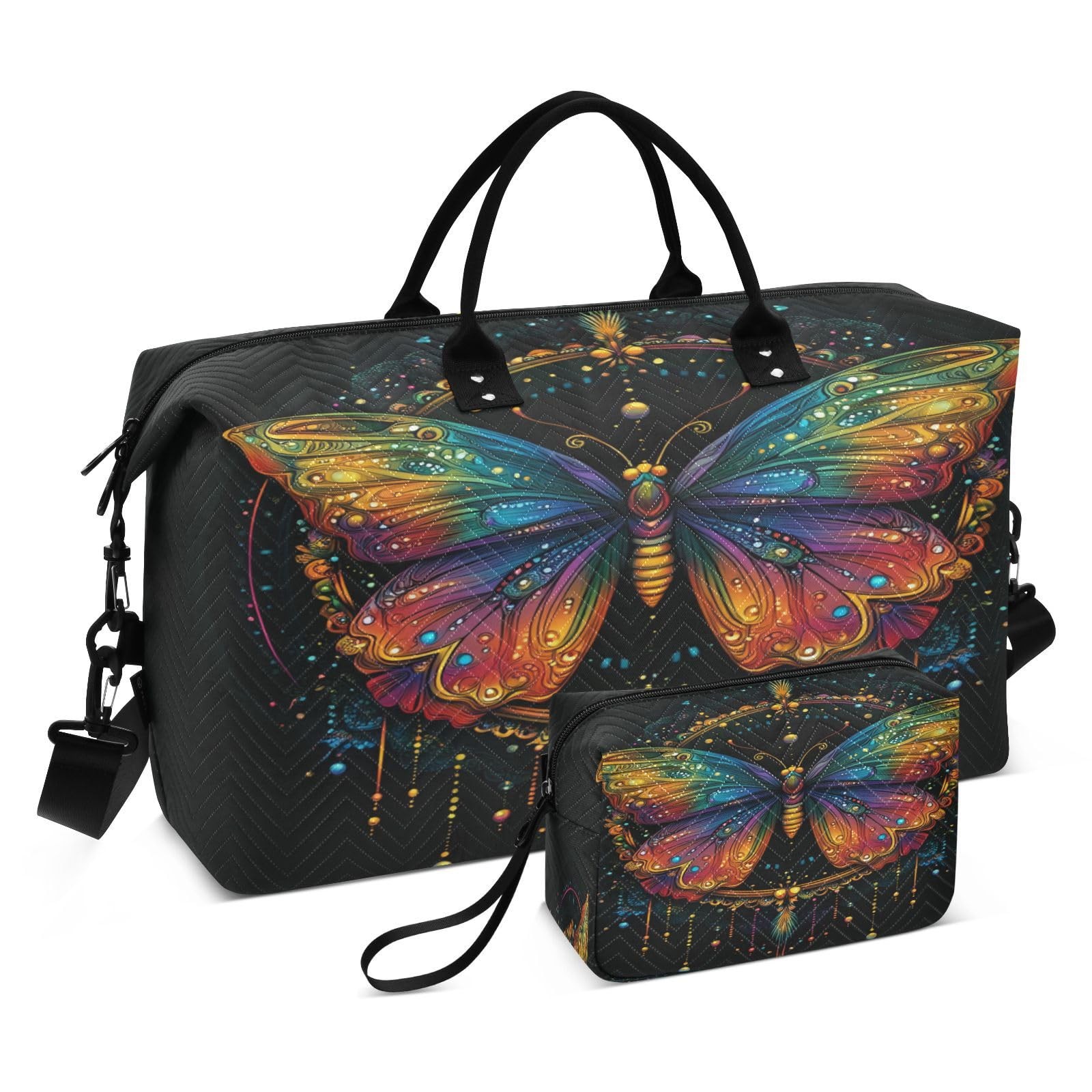 Butterfly Travel Duffle Bag Gym Bag, Butterfly Mandala Dreamcatcher Weekender…