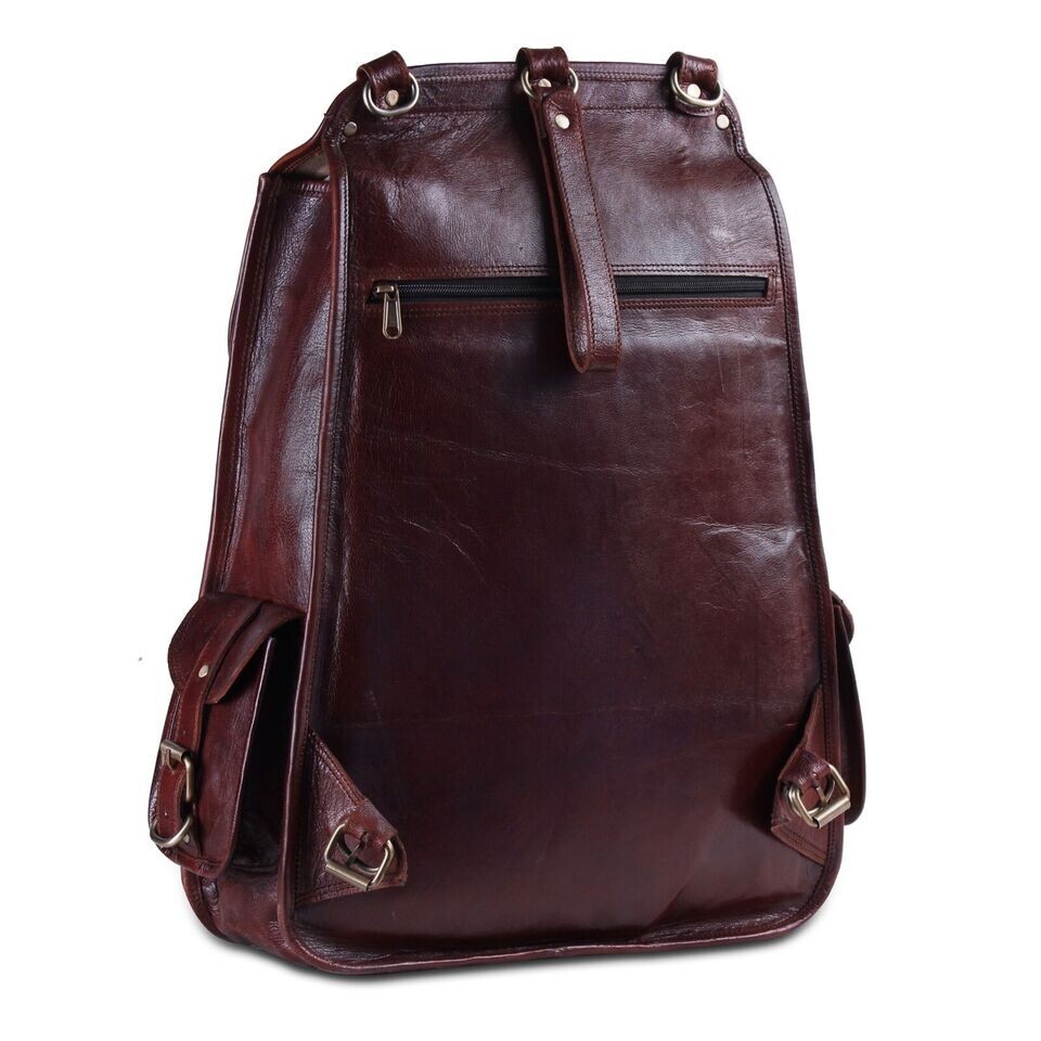 Shoulder New Handmade World Brown Genuine Leather Backpack Laptop Bag