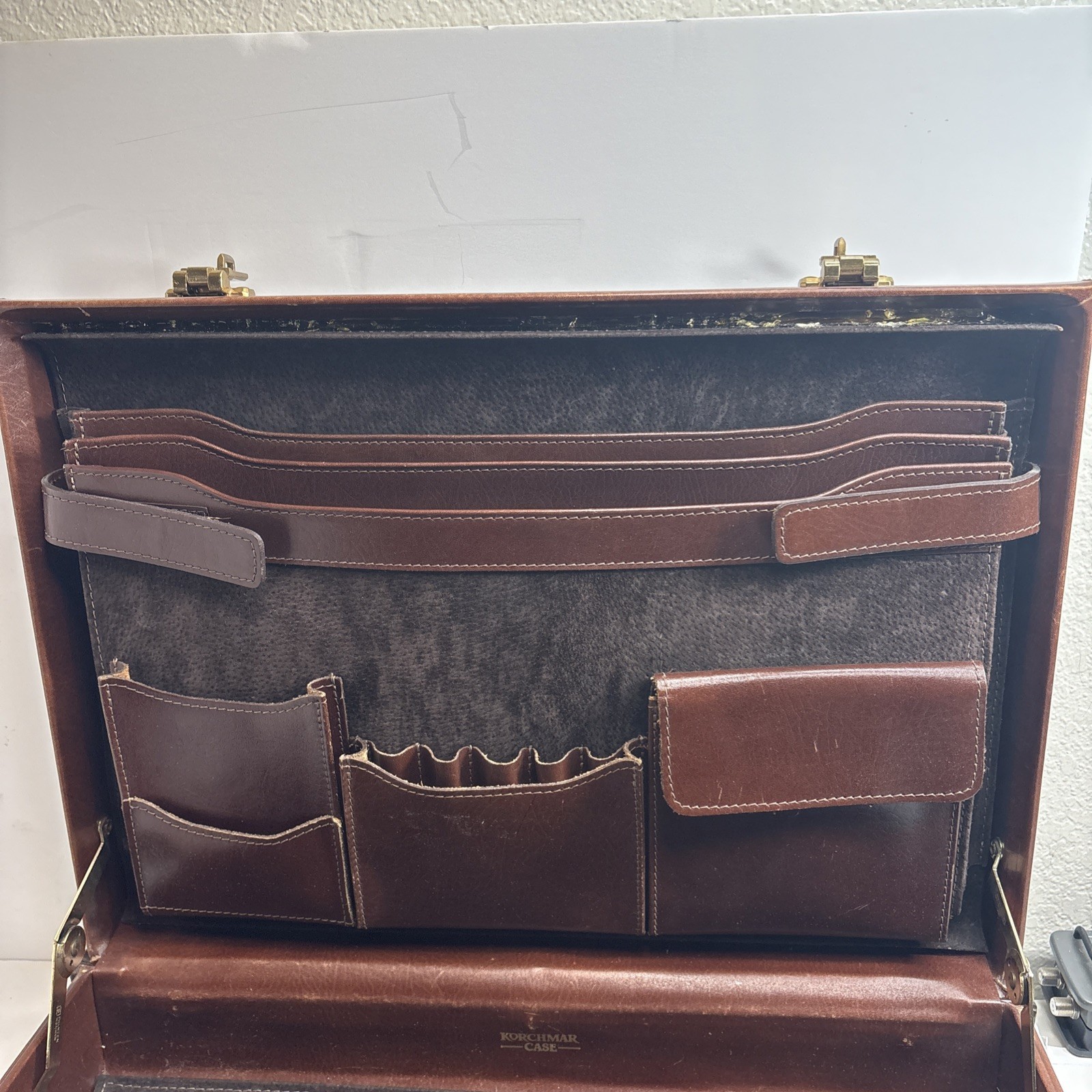 Vintage Leather Korchmar Attache / Briefcase 18 1/2 x 13 1/8 x 4 1/4