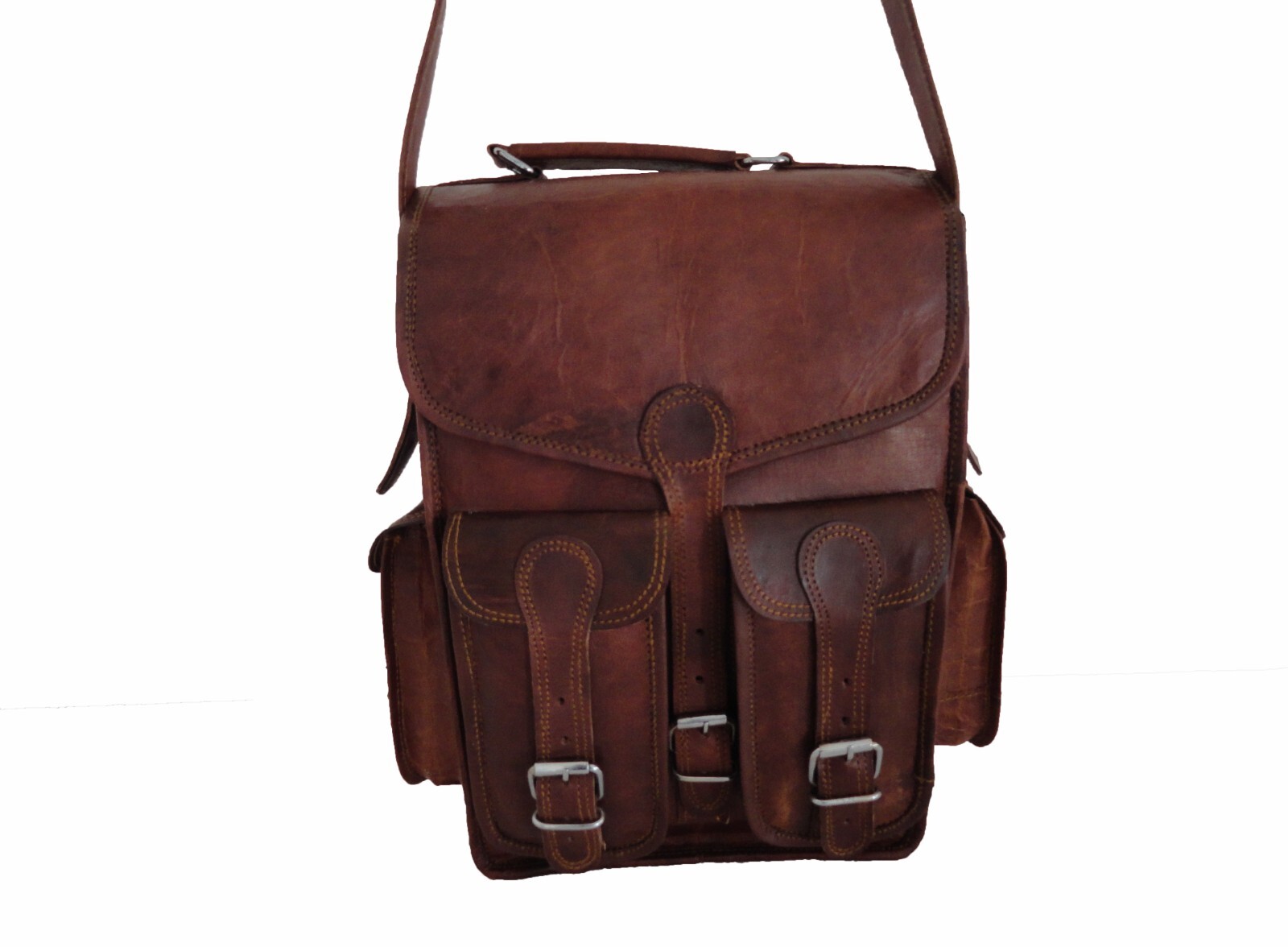11″ Leather Backpack Convertibe Messenger Bag iPad/Tab Satchel Rucksack Shoulder