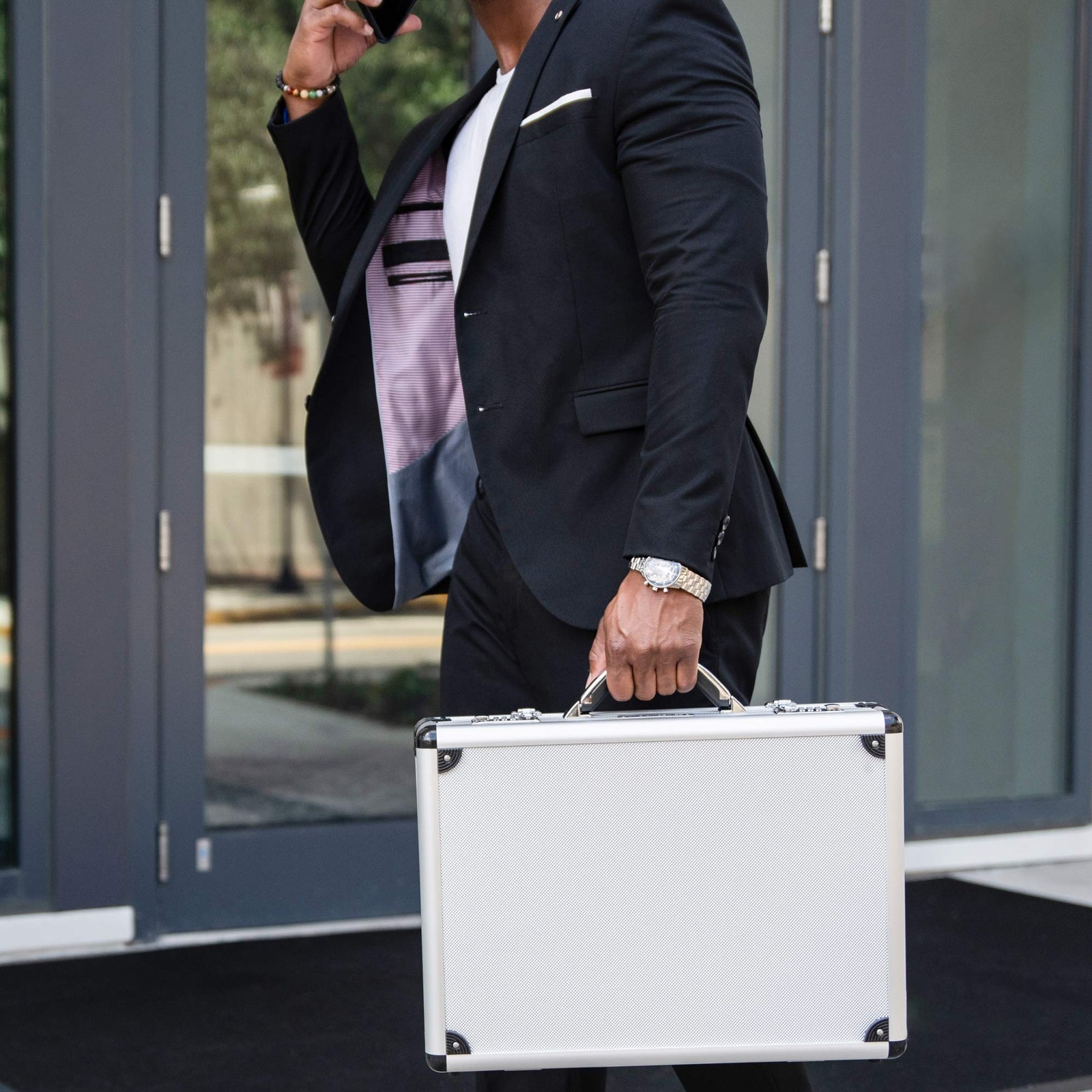 Executive Aluminum Briefcase Padded Laptop Briefcase For Men Hard Shell Attac…