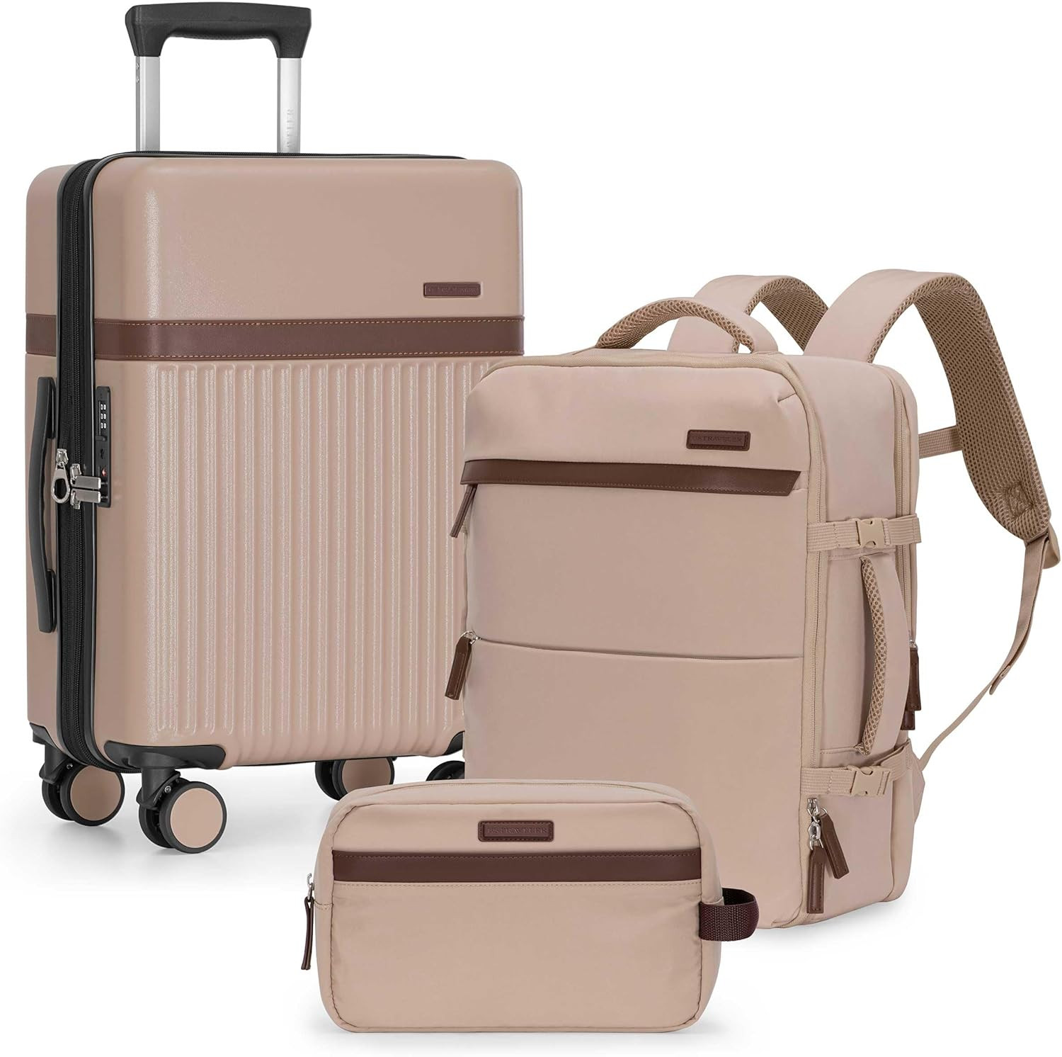 Vista Way 3-Piece Travel Set, 21-Inch Carry-On Hardside with TSA Lock, 18-Inch T