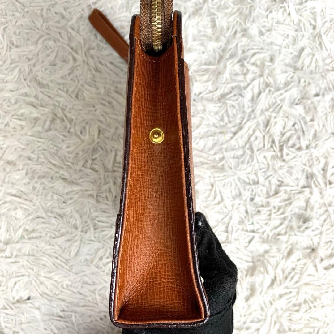 Authentic Burberry Leather Clutch Bag Brown 18cm x 25cm with Strap, Slight Wear