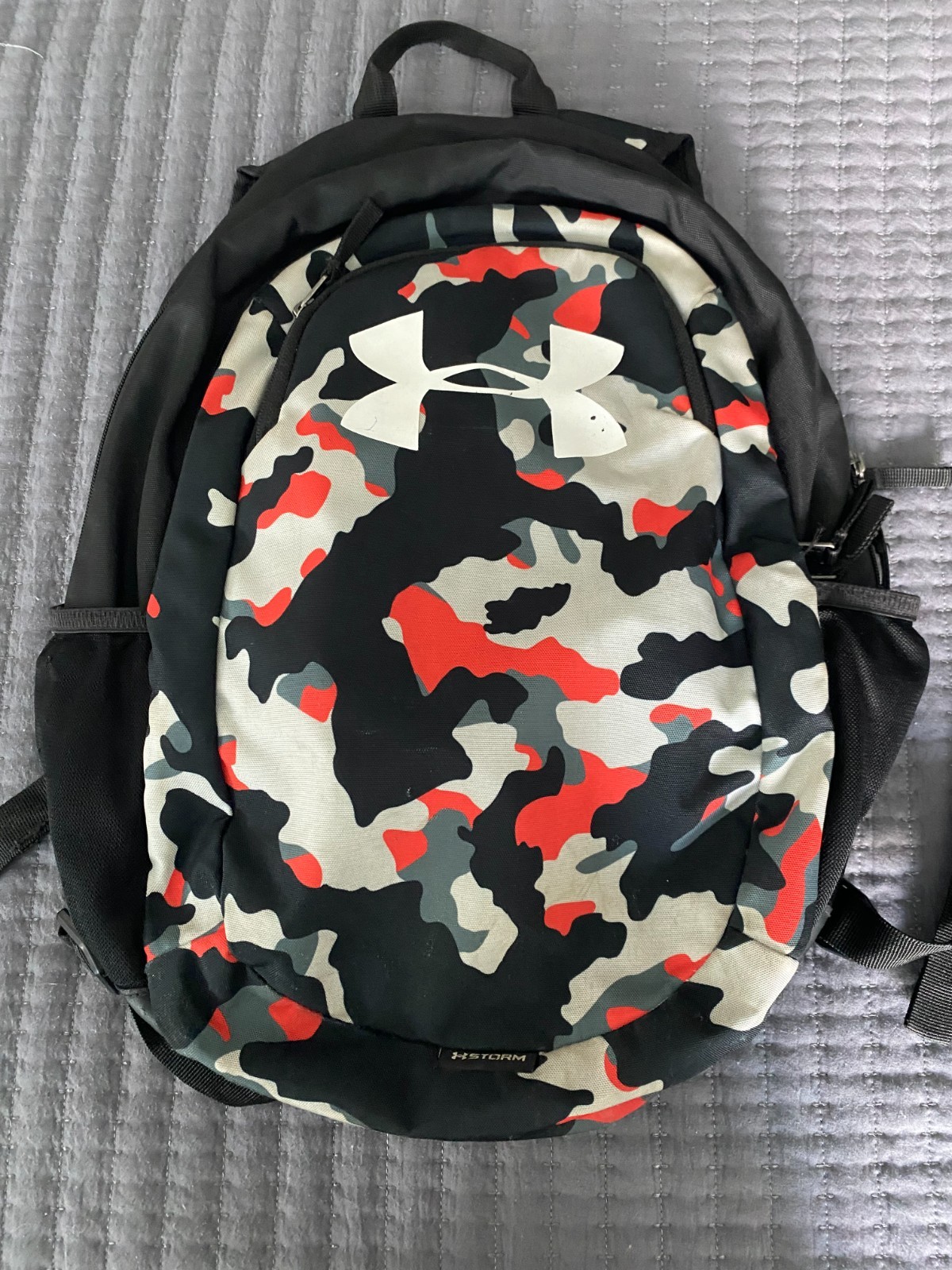 Under Armour STORM Backpack Laptop Grey Red Camo Unisex School Travel