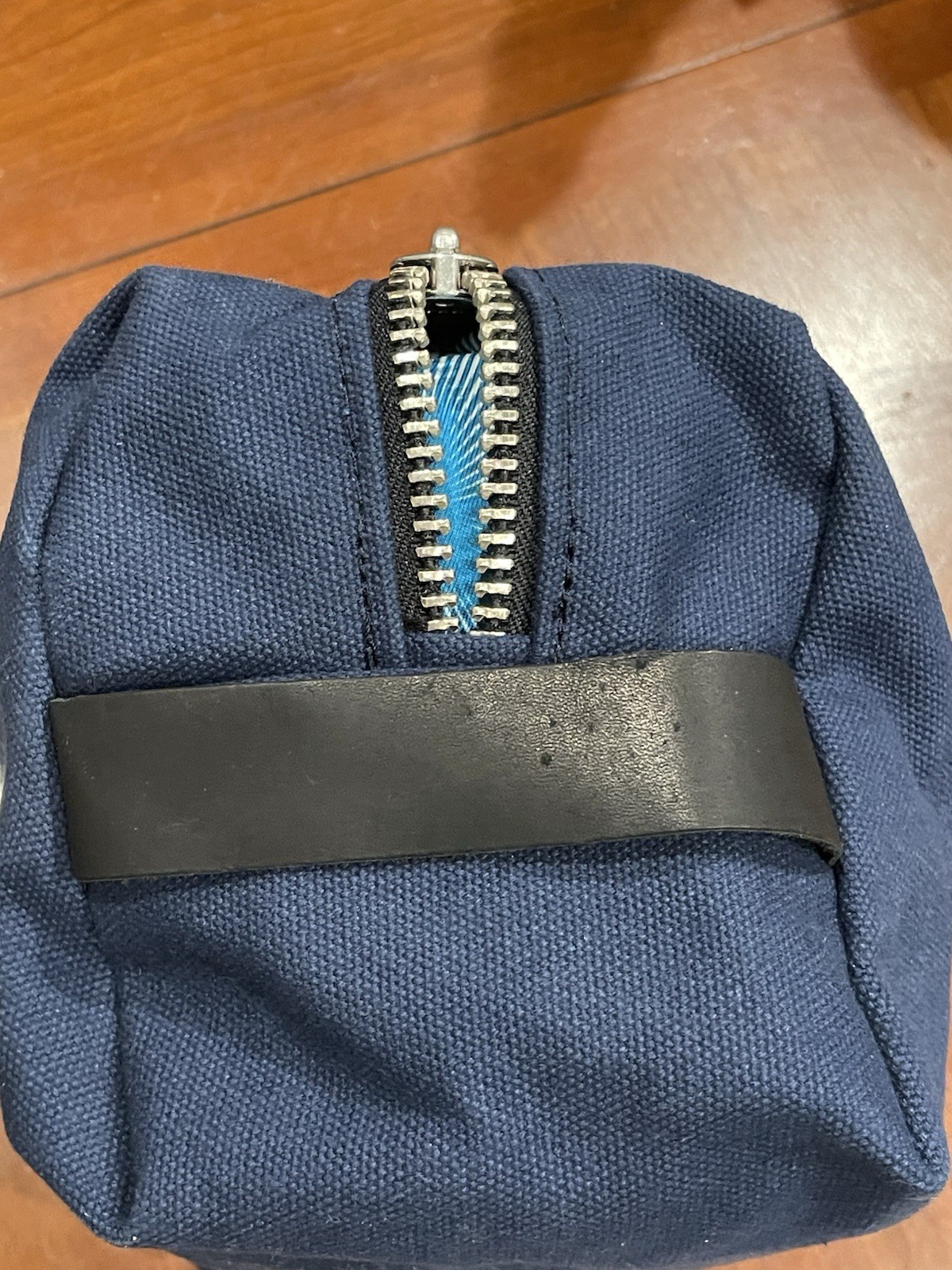 Steele Canvas Dopp Kit. Navy Blue Waxed Canvas With Sesame Workshop Logo. USA.