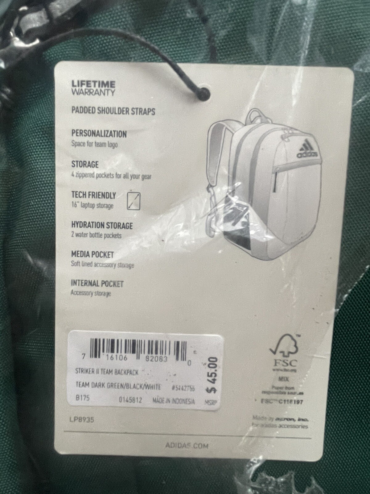 Adidas Striker 2 Team Backpack / NEW