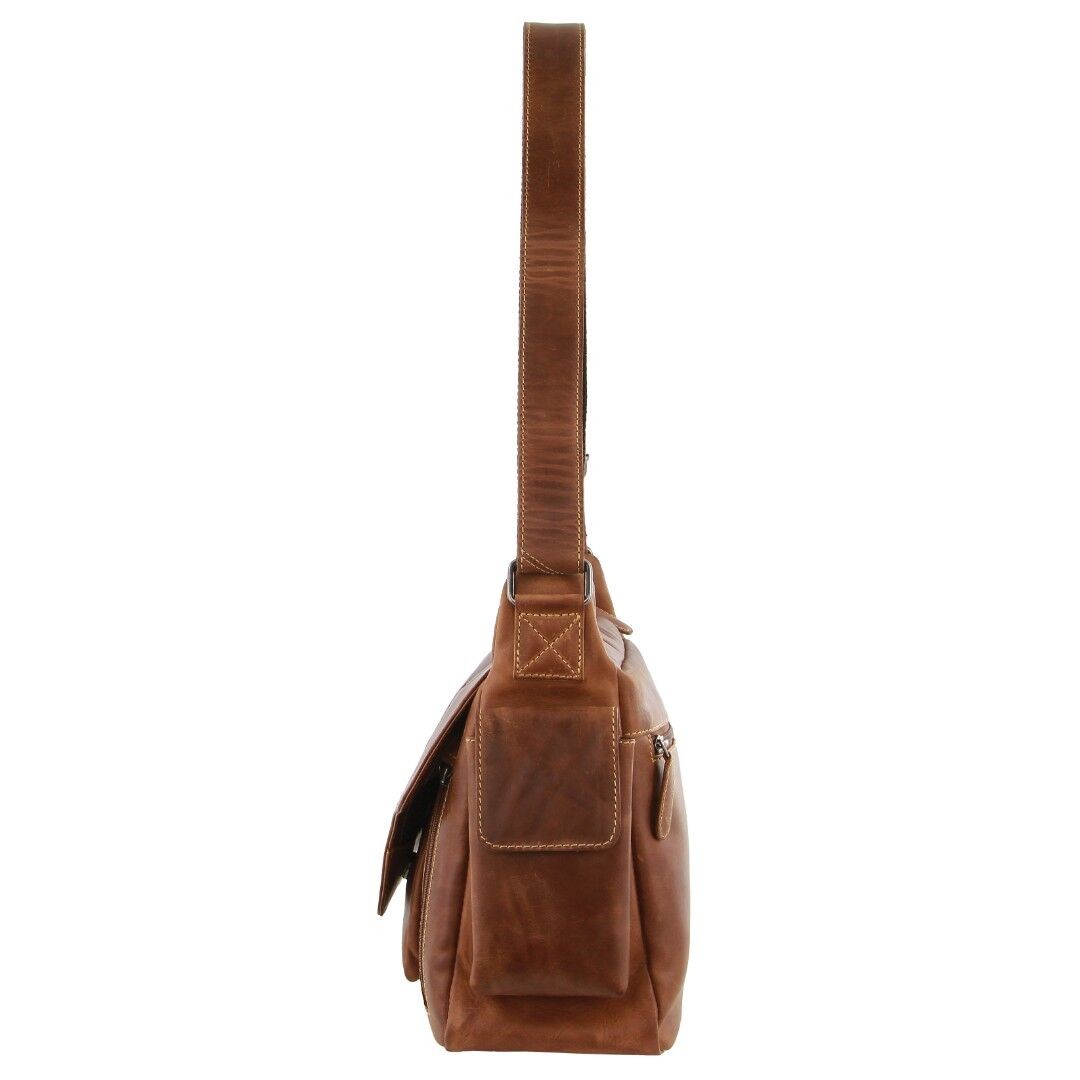 Billy The Kid Men’s Genuine Leather Messenger Bag in Cognac