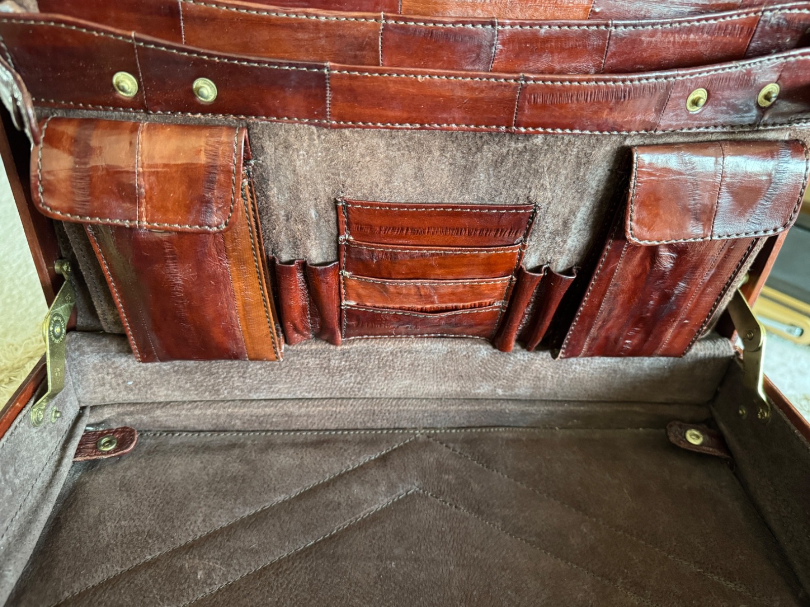 Vintage Eel Skin EXPANDABLE Leather Briefcase