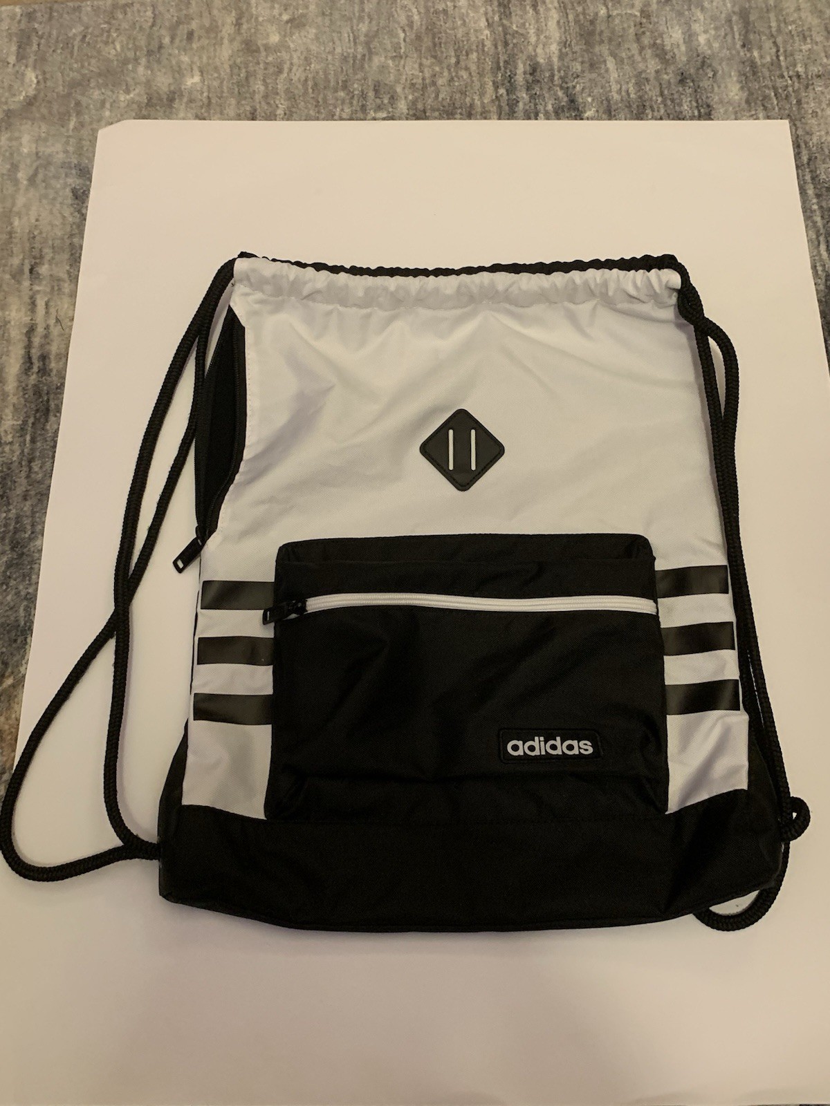 Adidas Black And White Drawstring Backpack Bag