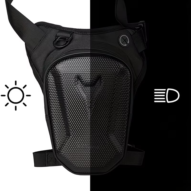 Motorcycle Drop Leg Bag Hard Shell Thigh Waist Pack Rider Storage Black