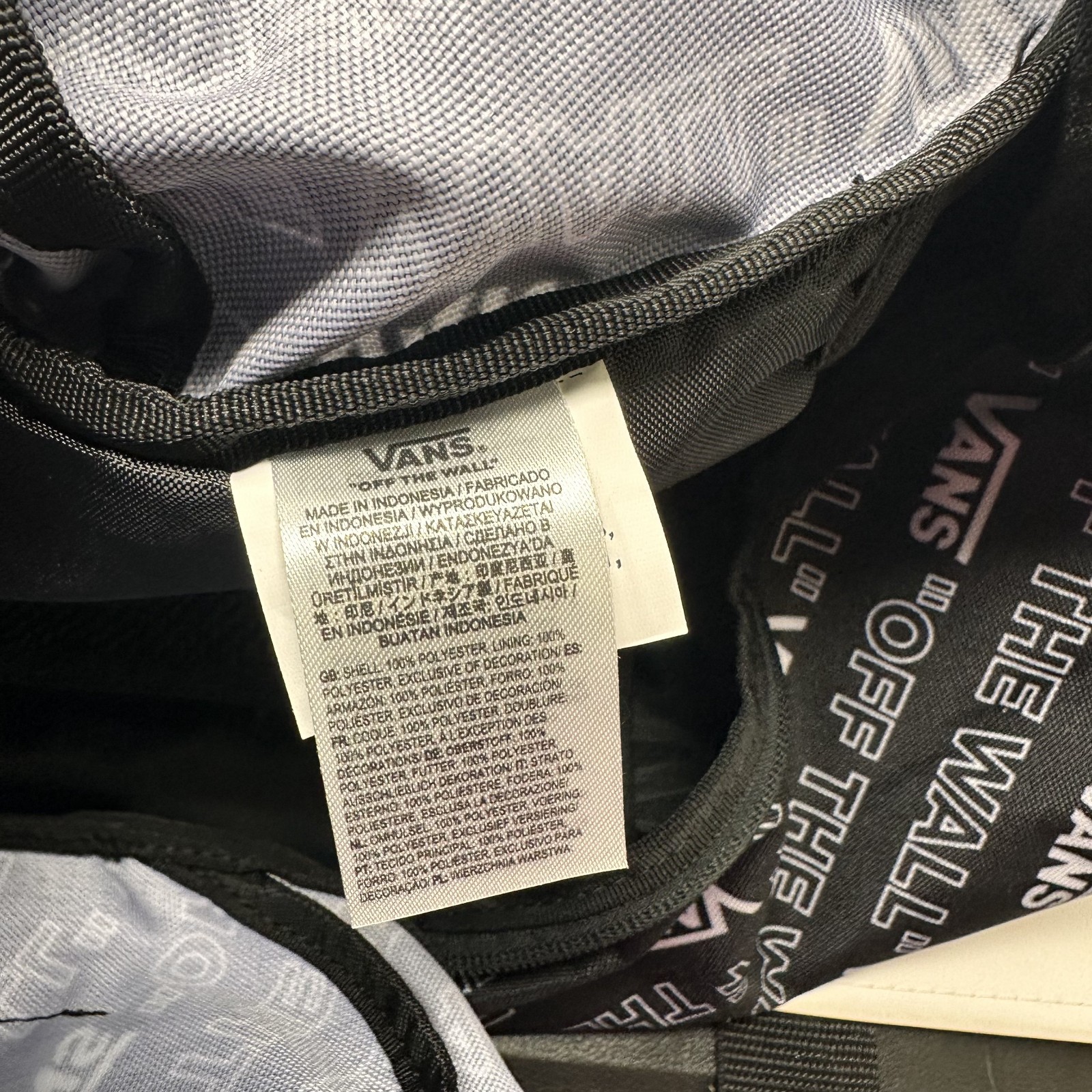 VANS Off The Wall BACKPACK All Over Print AOP Logo Black White SCHOOL Laptop NWT