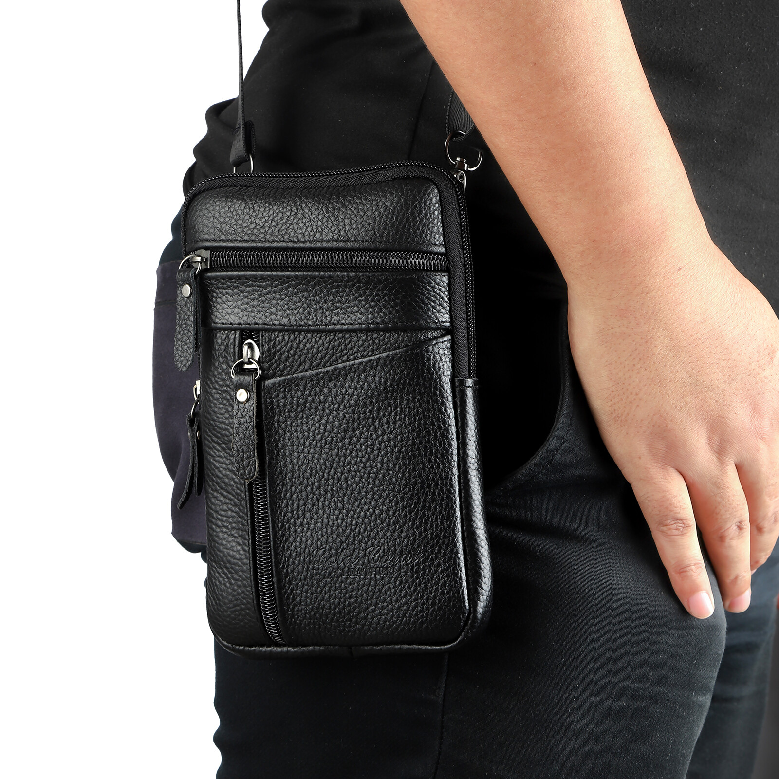 Men Women Leather Fashion Belt Bag Phone Shoulder Crossbody Waist Pack Handbag