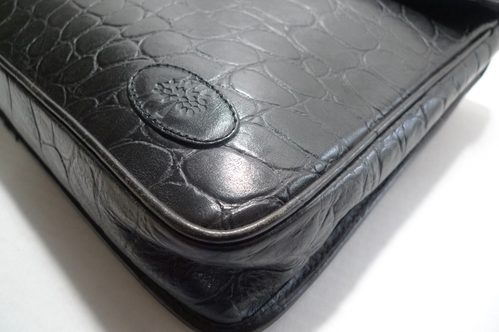 MULBERRY – LEATHER BRIEFCASE- ATTACHE – CROC PATTERN – MADE IN ENGLAND