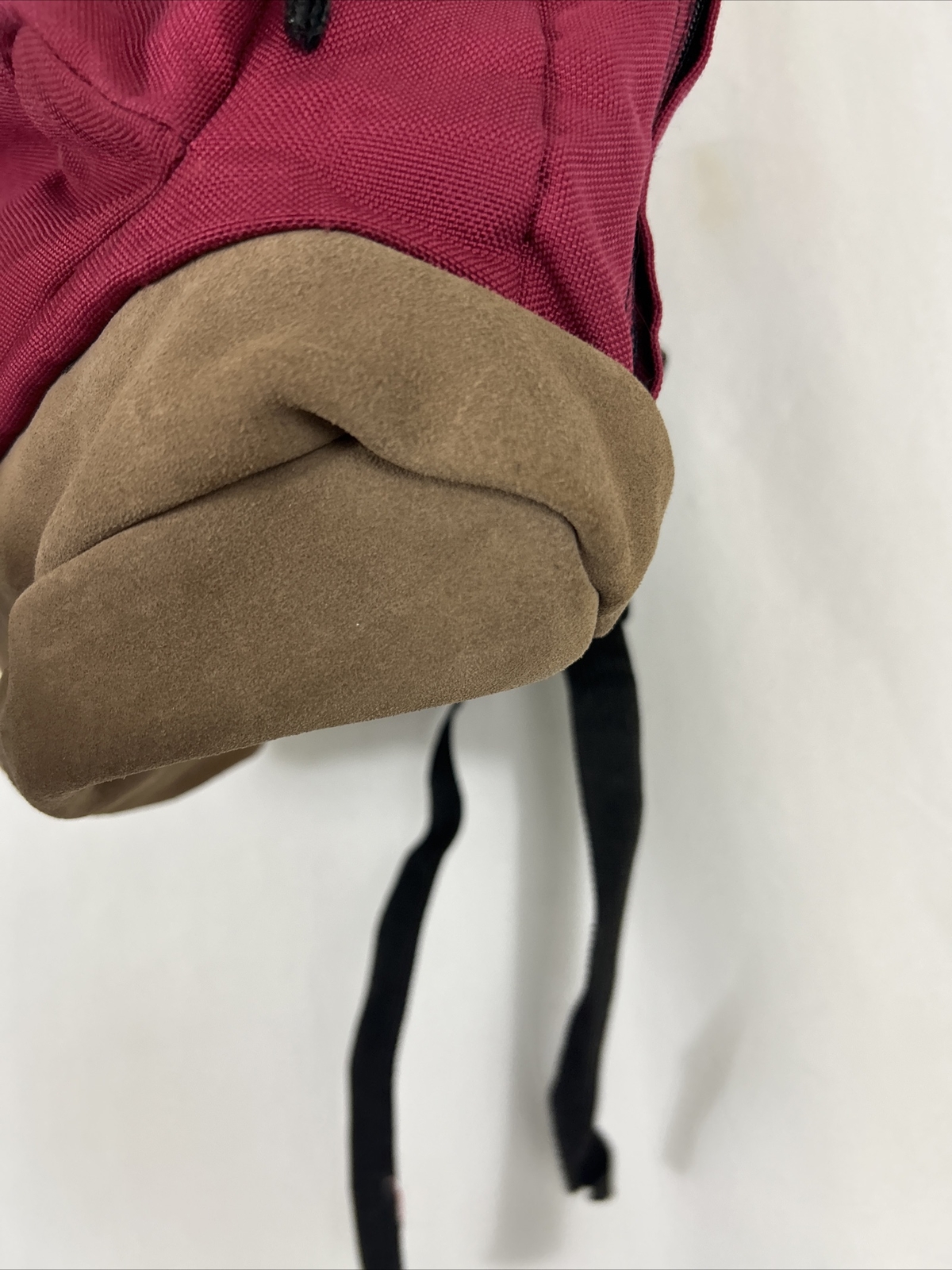 Vintage Jansport Backpack Maroon Red Brown Suede Bottom Embroidered “Selena”