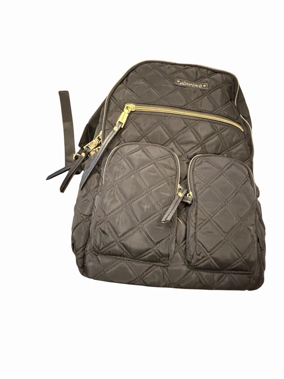 Joan & David 18″ Diamond Quilted Puffer Nylon Travel School Backpack $190 Black