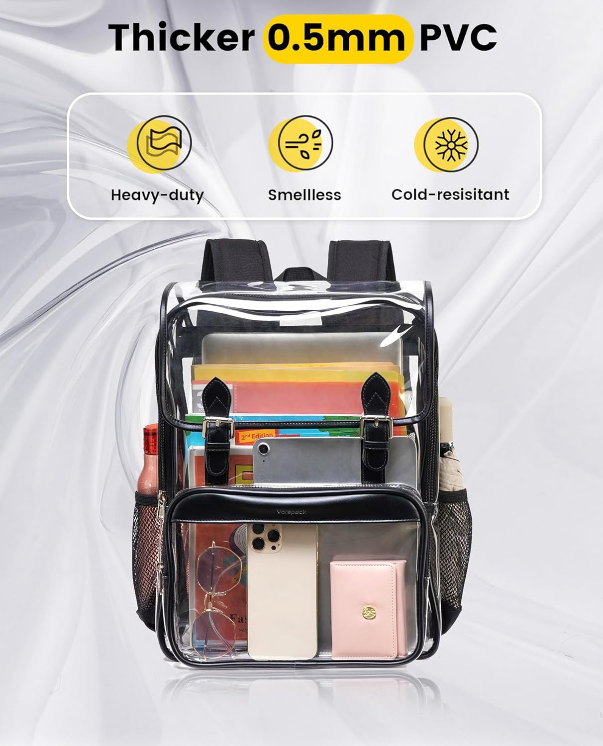 Vorspack Heavy Duty Clear Backpack – Large See through Bookbag Transparent Backp