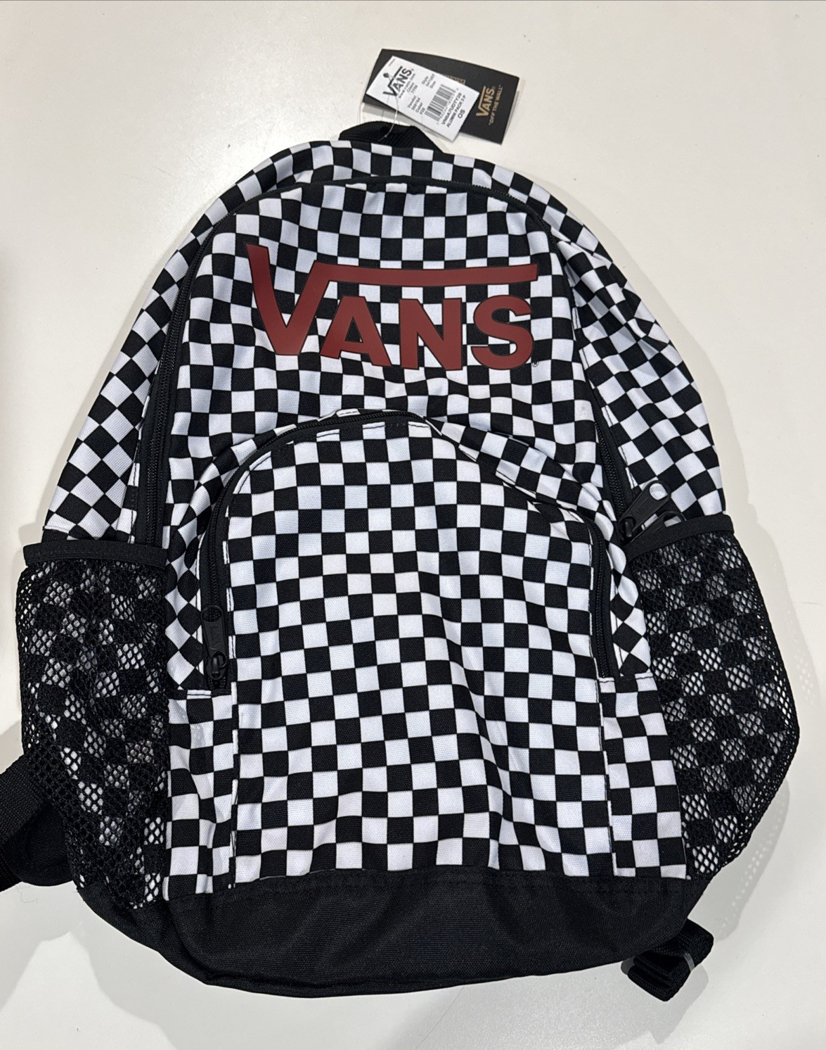 Vans Alumni Backpack Checkered University College School Bag Black White Red New